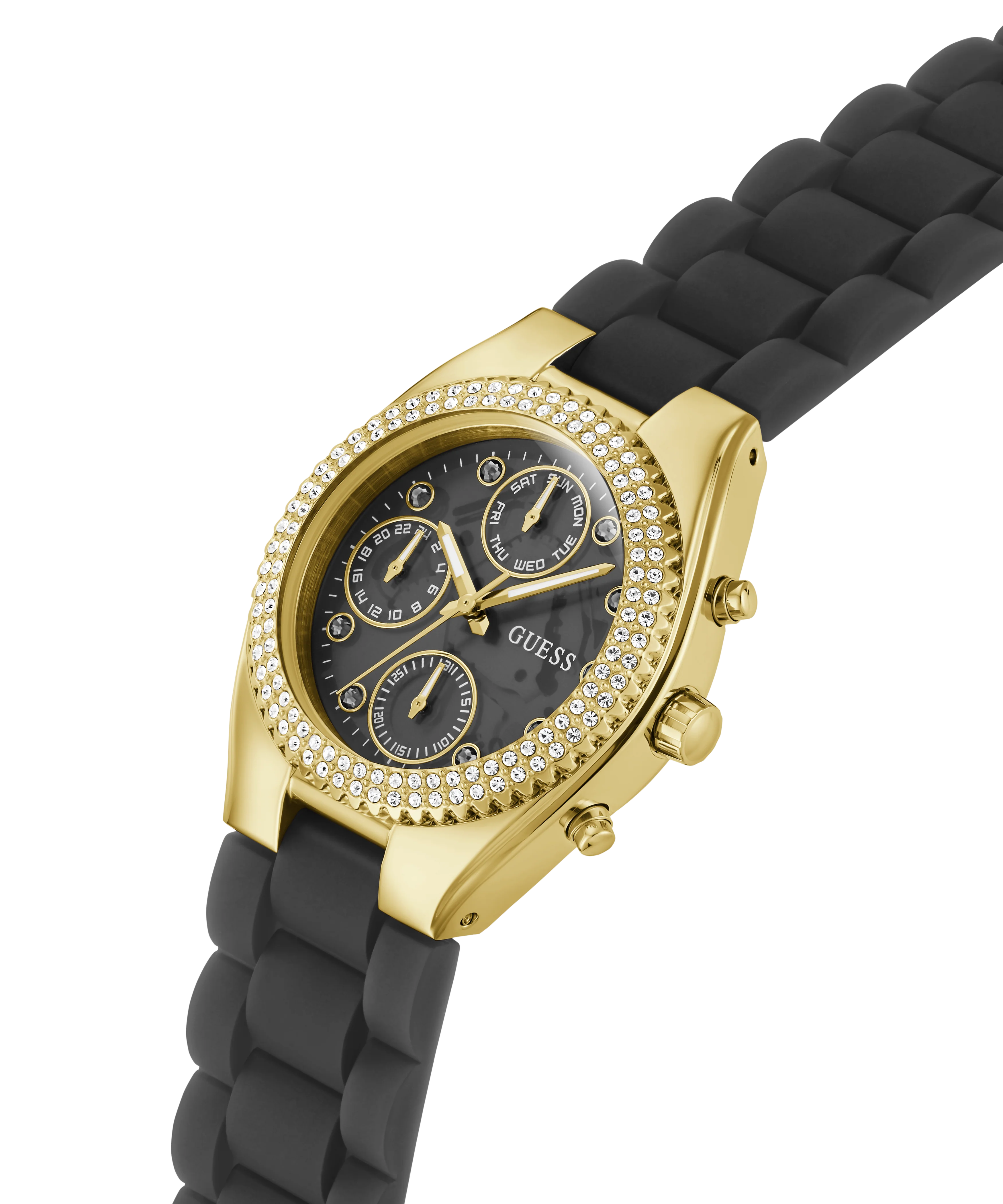 GUESS Ladies Black Gold Tone Multi-function Watch - Image 2