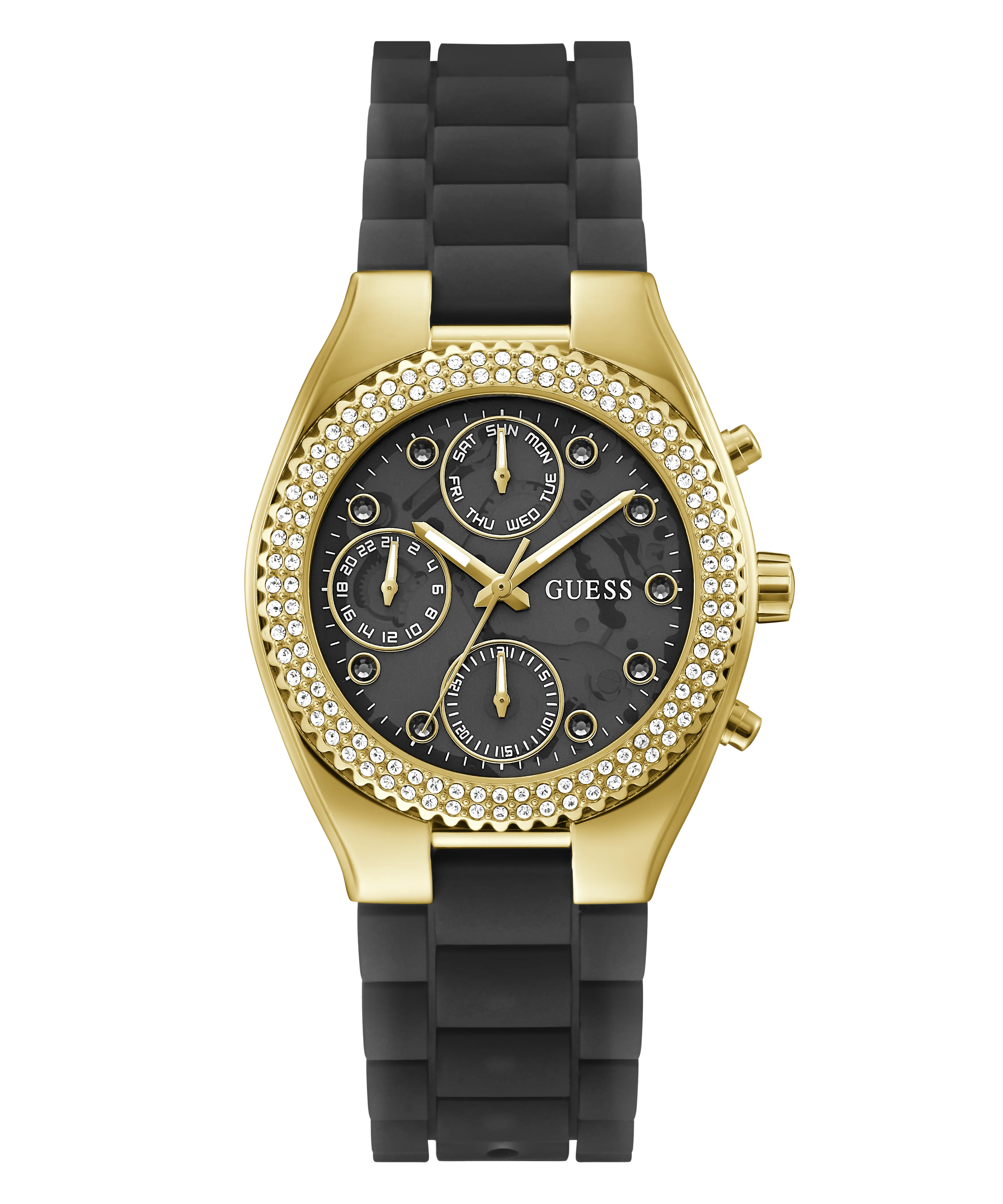 GUESS Ladies Black Gold Tone Multi-function Watch - Image 3