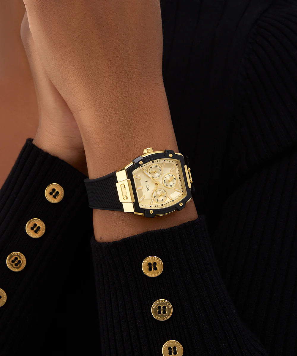 GUESS Ladies Black Gold Tone Multi-function Watch - Image 5