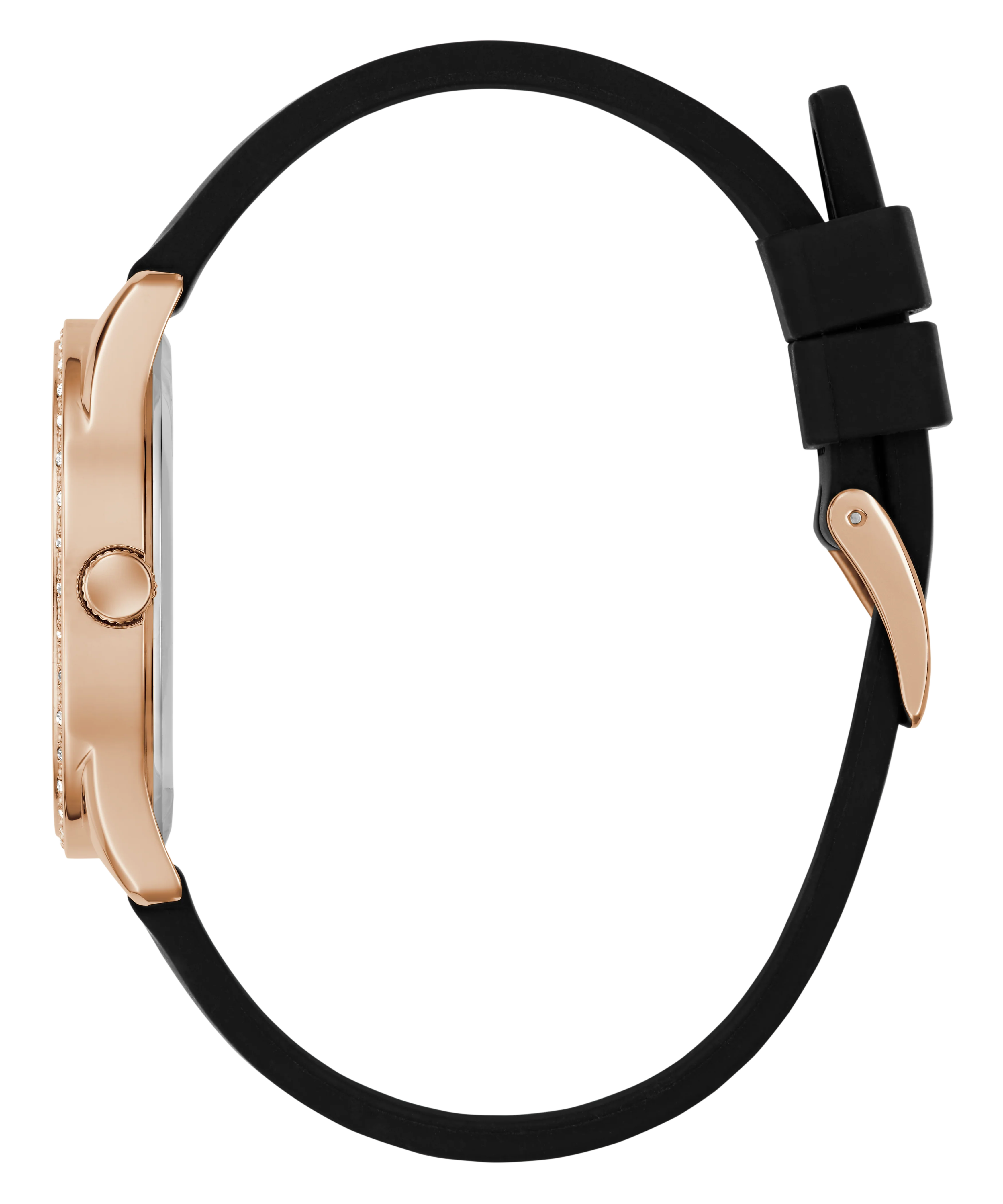 GUESS Ladies Black Rose Gold Tone Analog Watch - Image 8