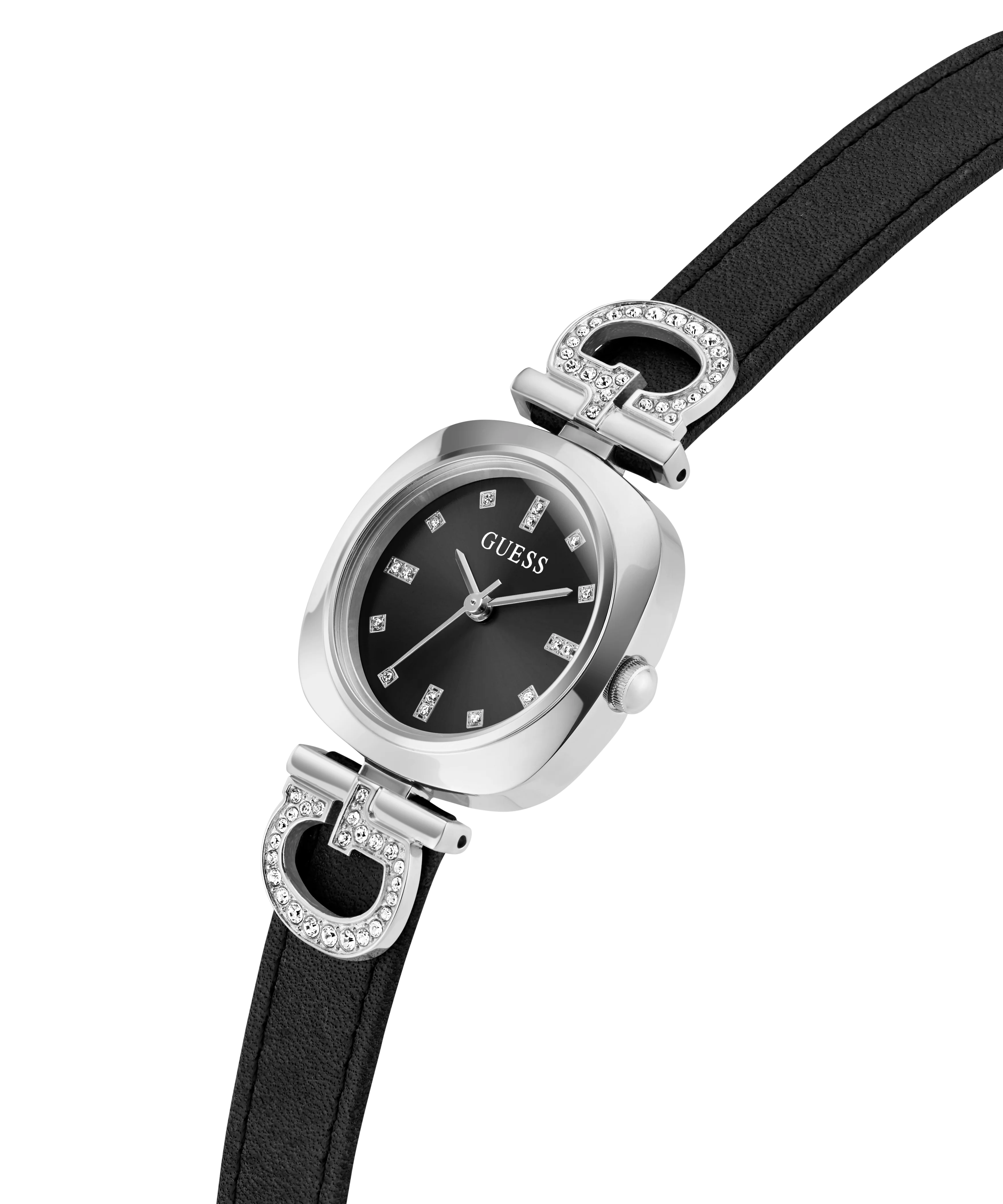 GUESS Ladies Black Silver Tone Analog Watch - Image 3