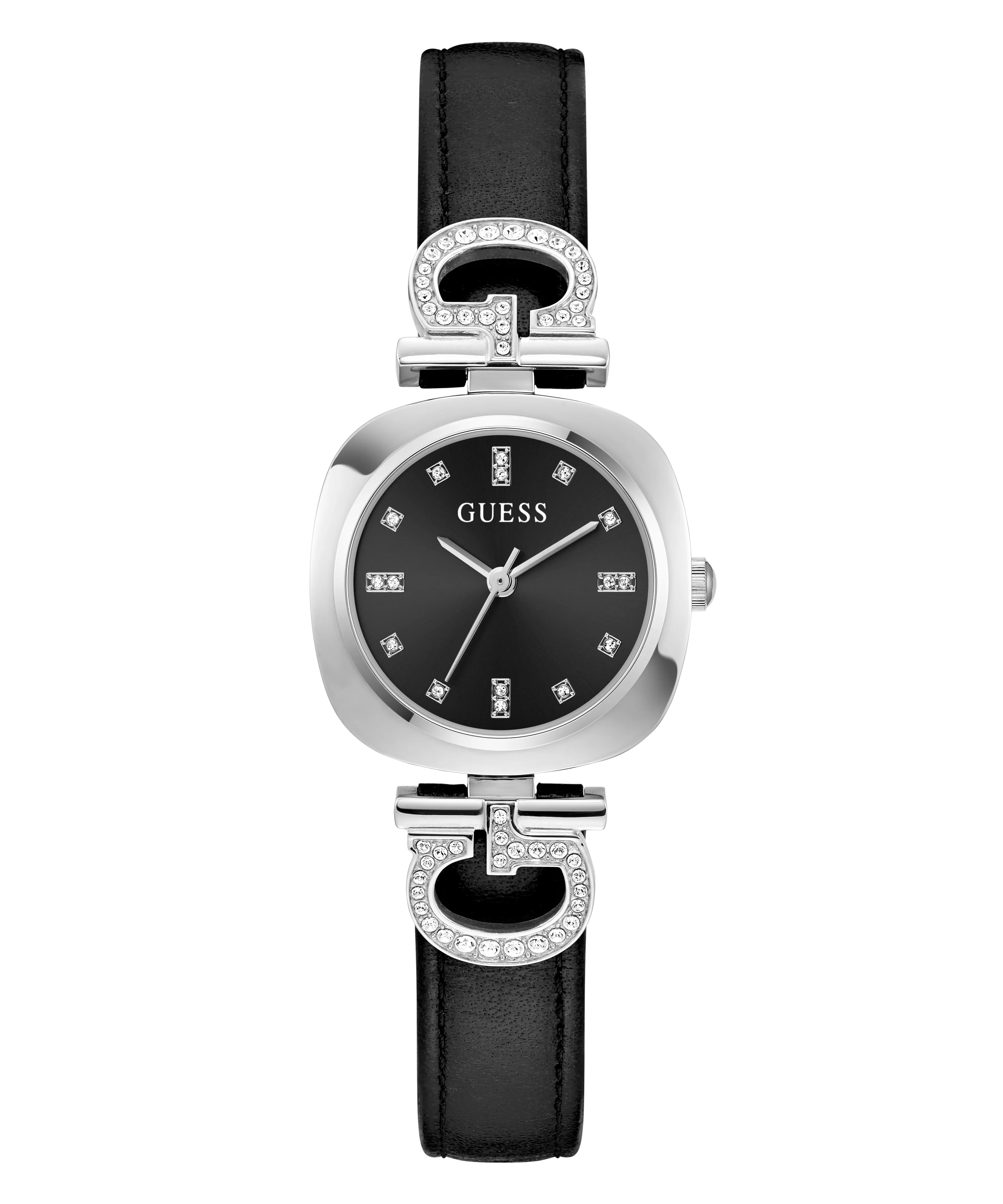 GUESS Ladies Black Silver Tone Analog Watch - Image 4