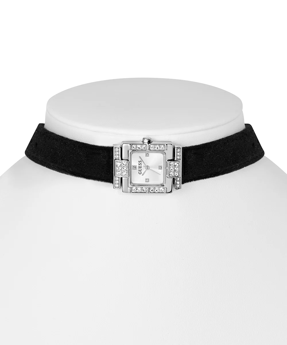 GUESS Ladies Black Silver Tone Analog Watch - Image 4