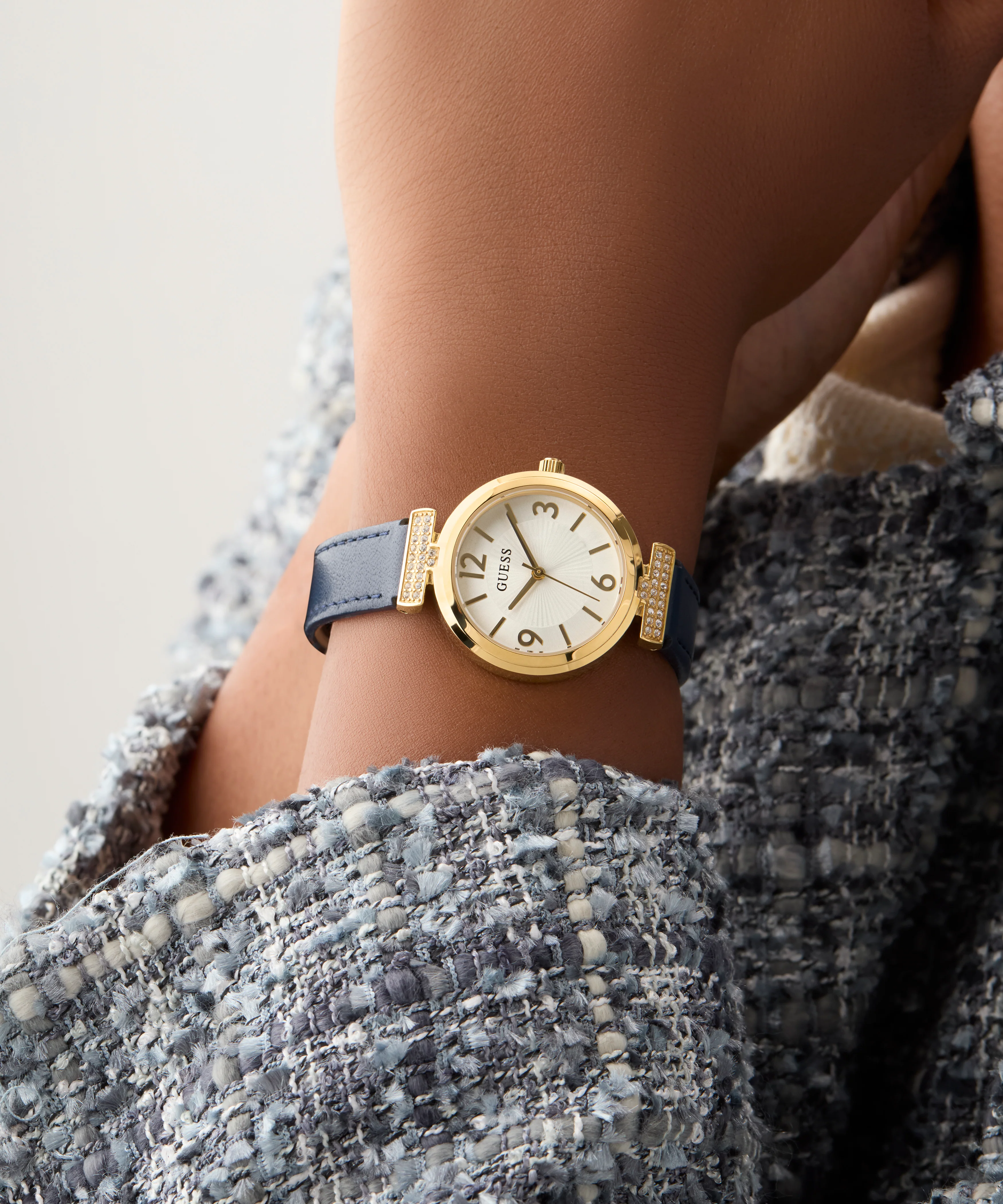 GUESS Ladies Blue Gold Tone Analog Watch - Image 3