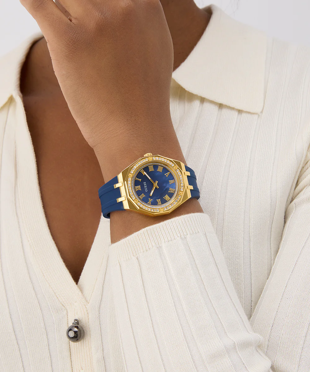 GUESS Ladies Blue Gold Tone Analog Watch - Image 2