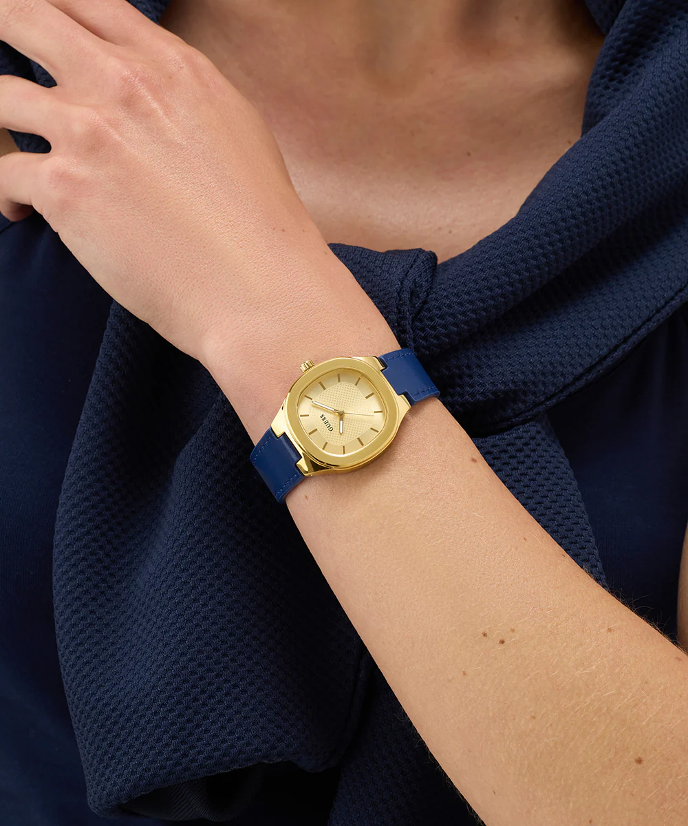 GUESS Ladies Blue Gold Tone Analog Watch - Image 4