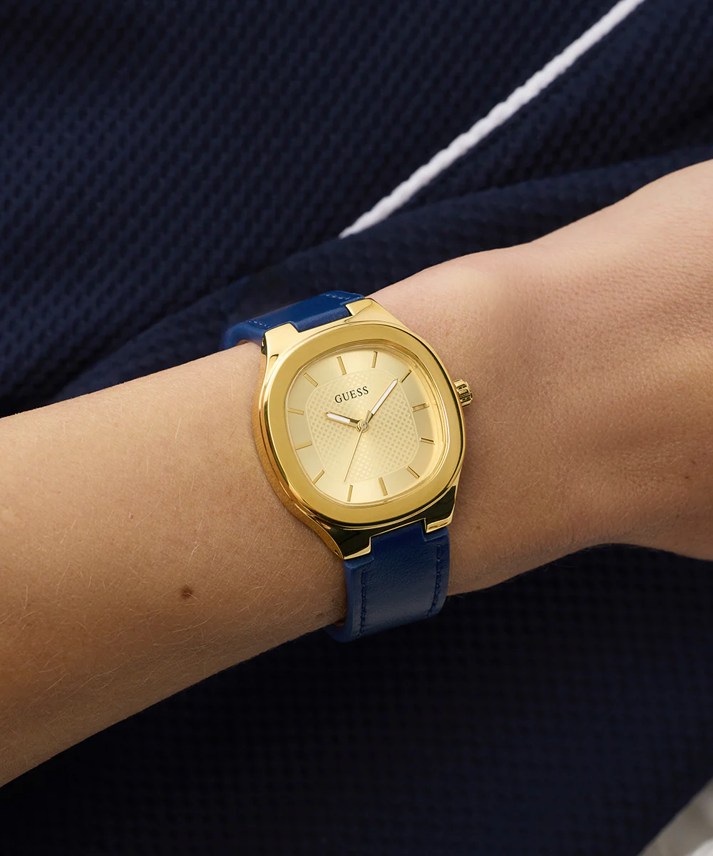 GUESS Ladies Blue Gold Tone Analog Watch - Image 5