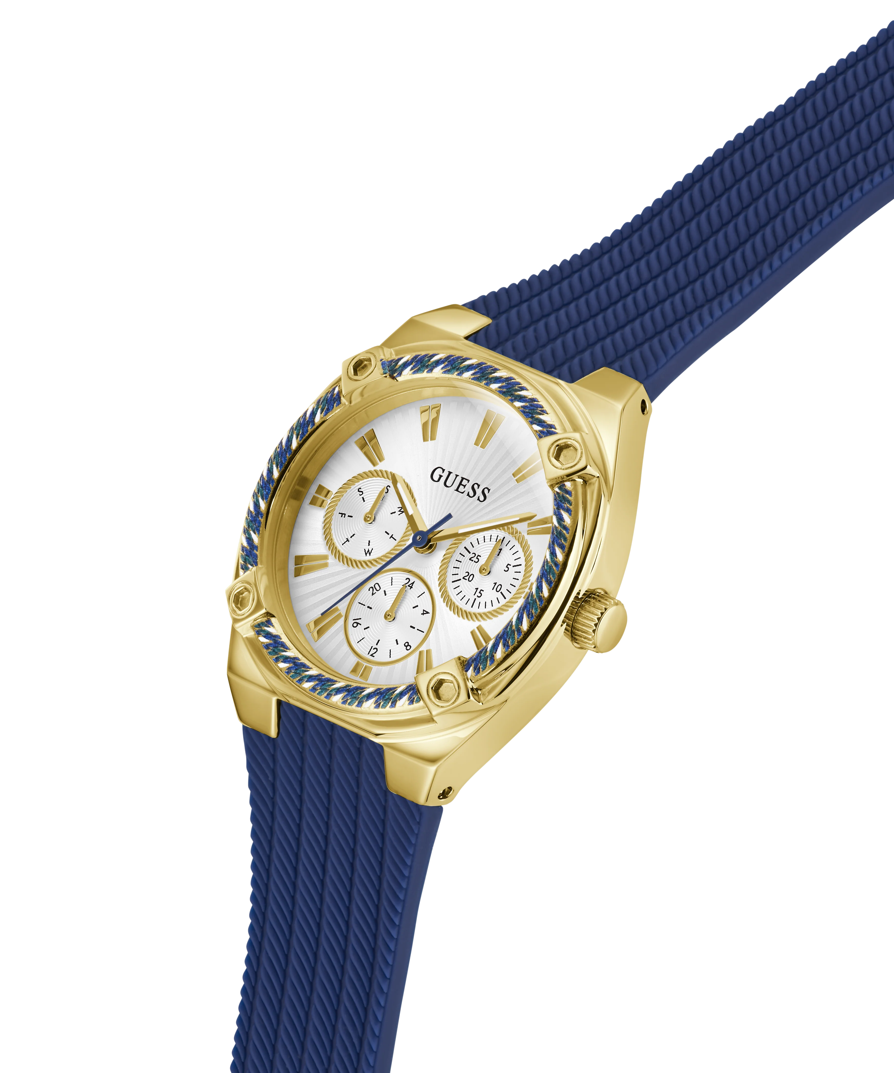 GUESS Ladies Blue Gold Tone Analog Watch - Image 2