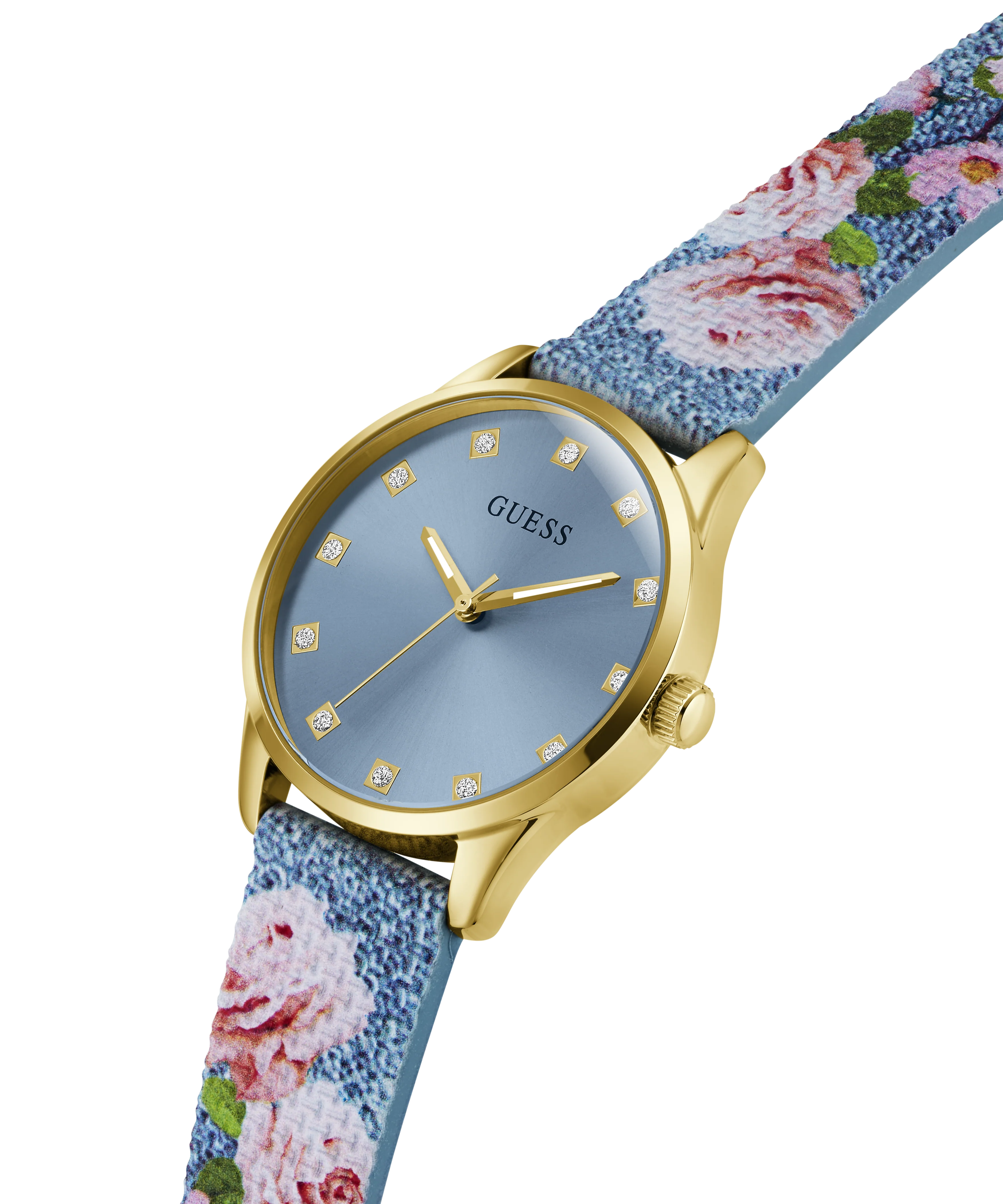 GUESS Ladies Blue Gold Tone Analog Watch - Image 2