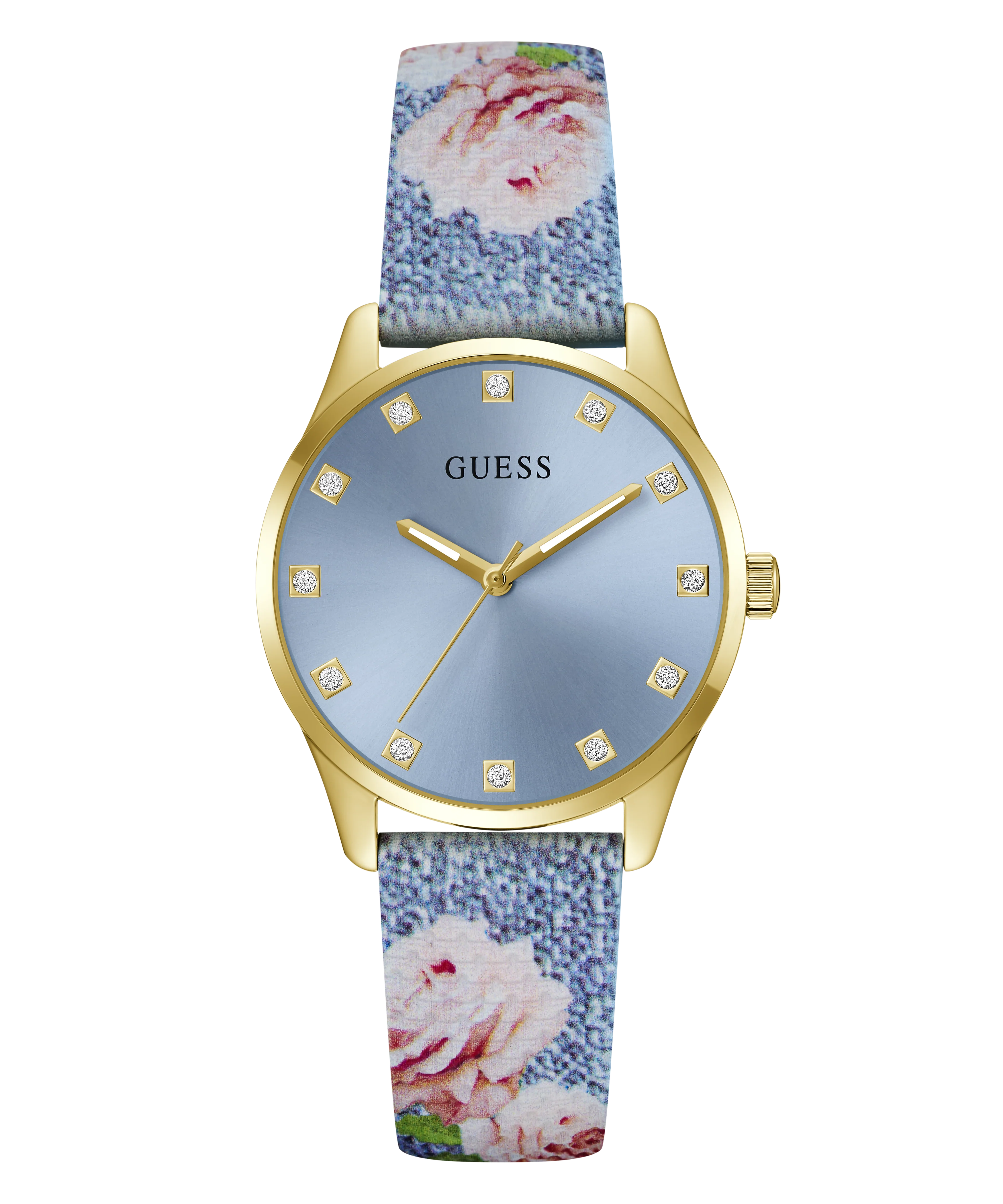 GUESS Ladies Blue Gold Tone Analog Watch - Image 4