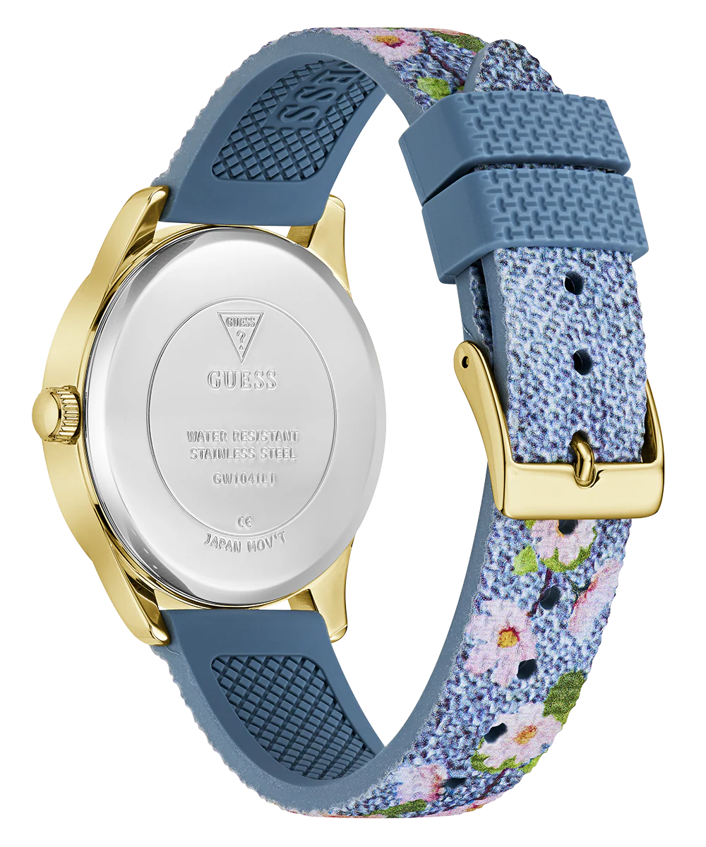 GUESS Ladies Blue Gold Tone Analog Watch - Image 7