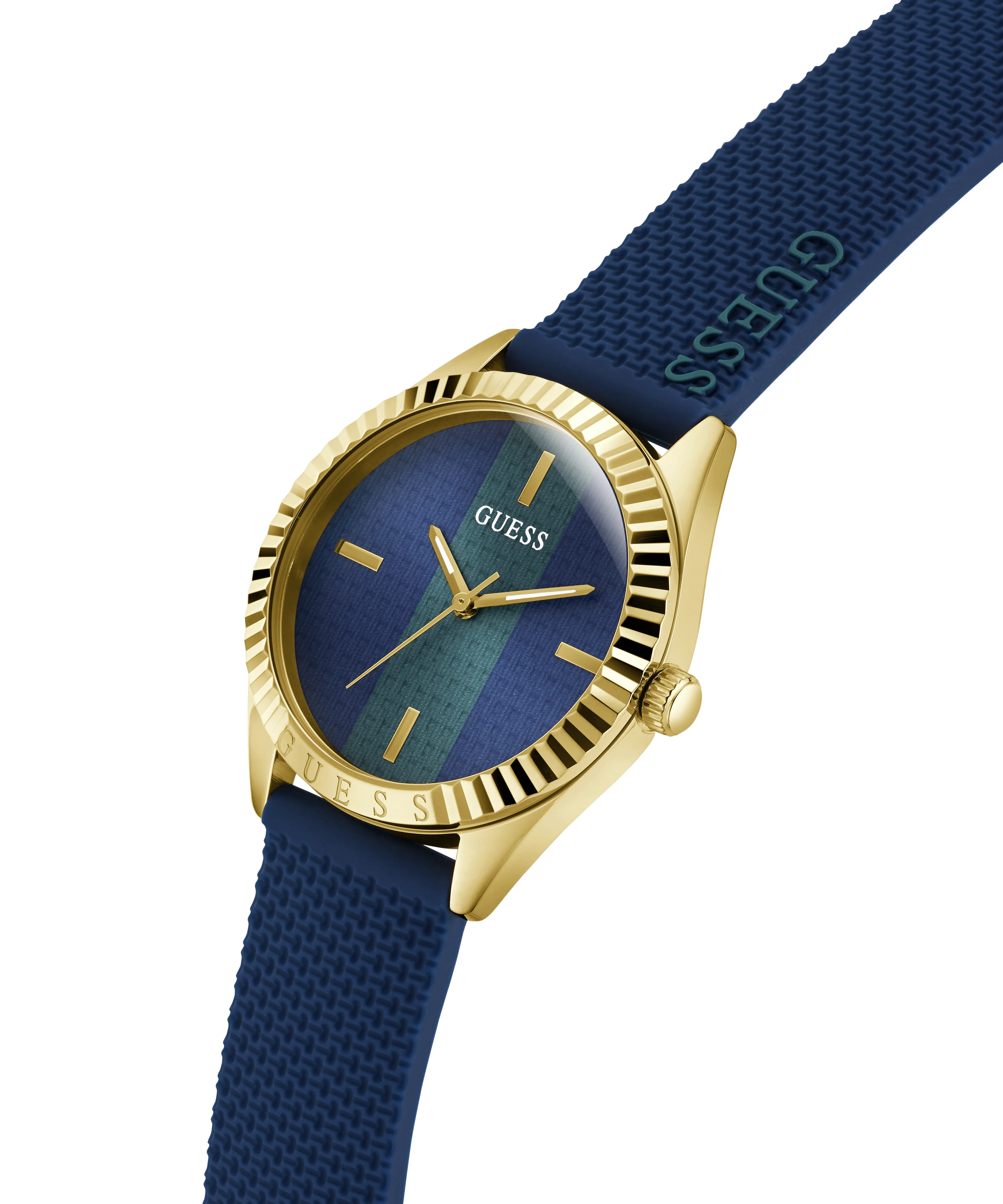 GUESS Ladies Blue Gold Tone Analog Watch - Image 2