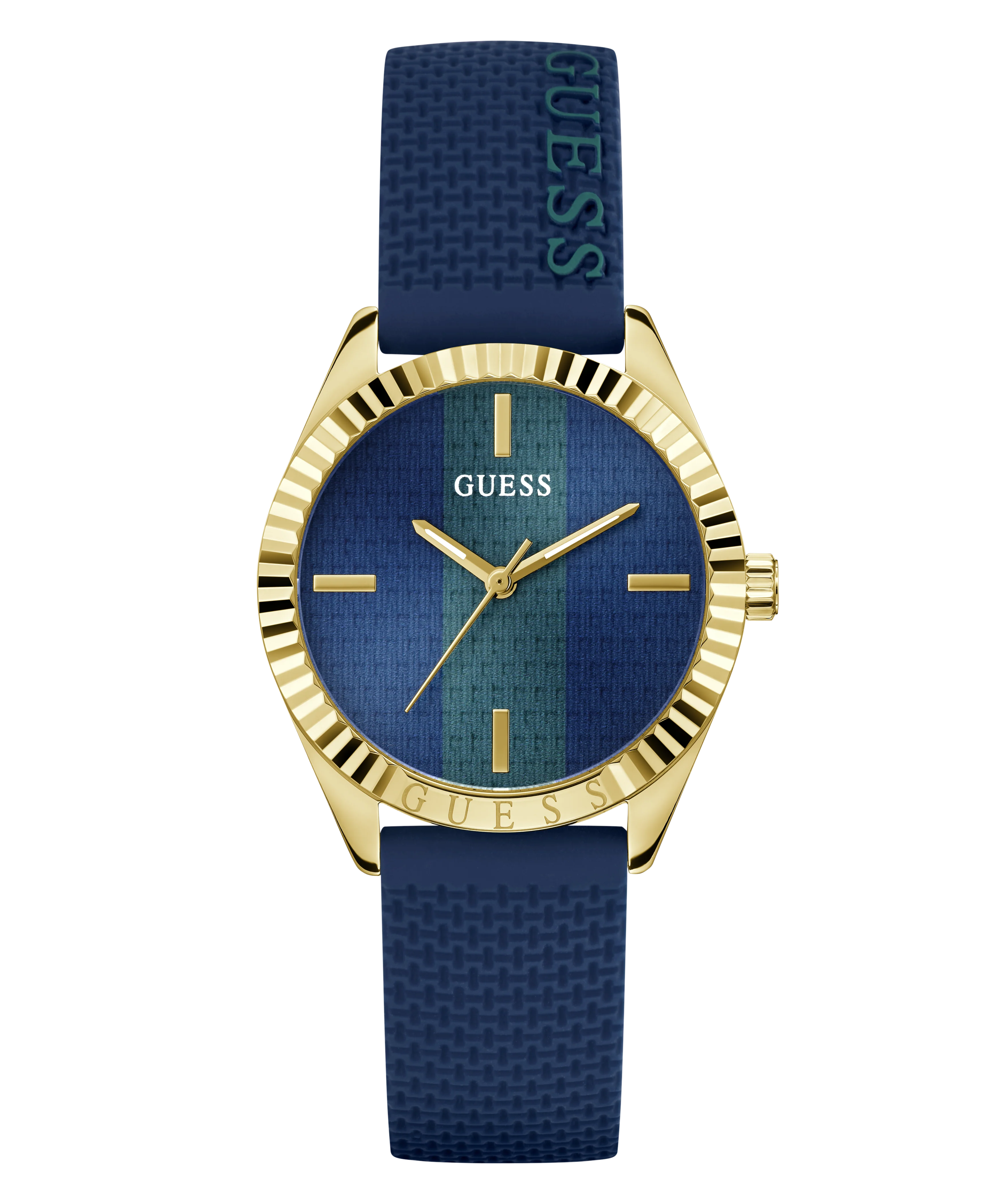 GUESS Ladies Blue Gold Tone Analog Watch - Image 4