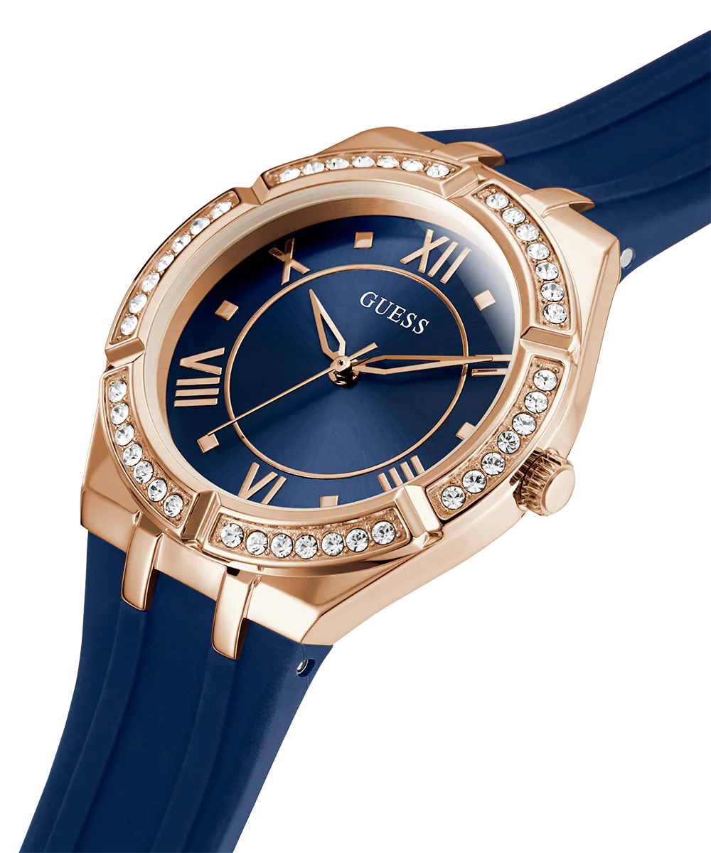 GUESS Ladies Blue Rose Gold Tone Analog Watch - Image 3
