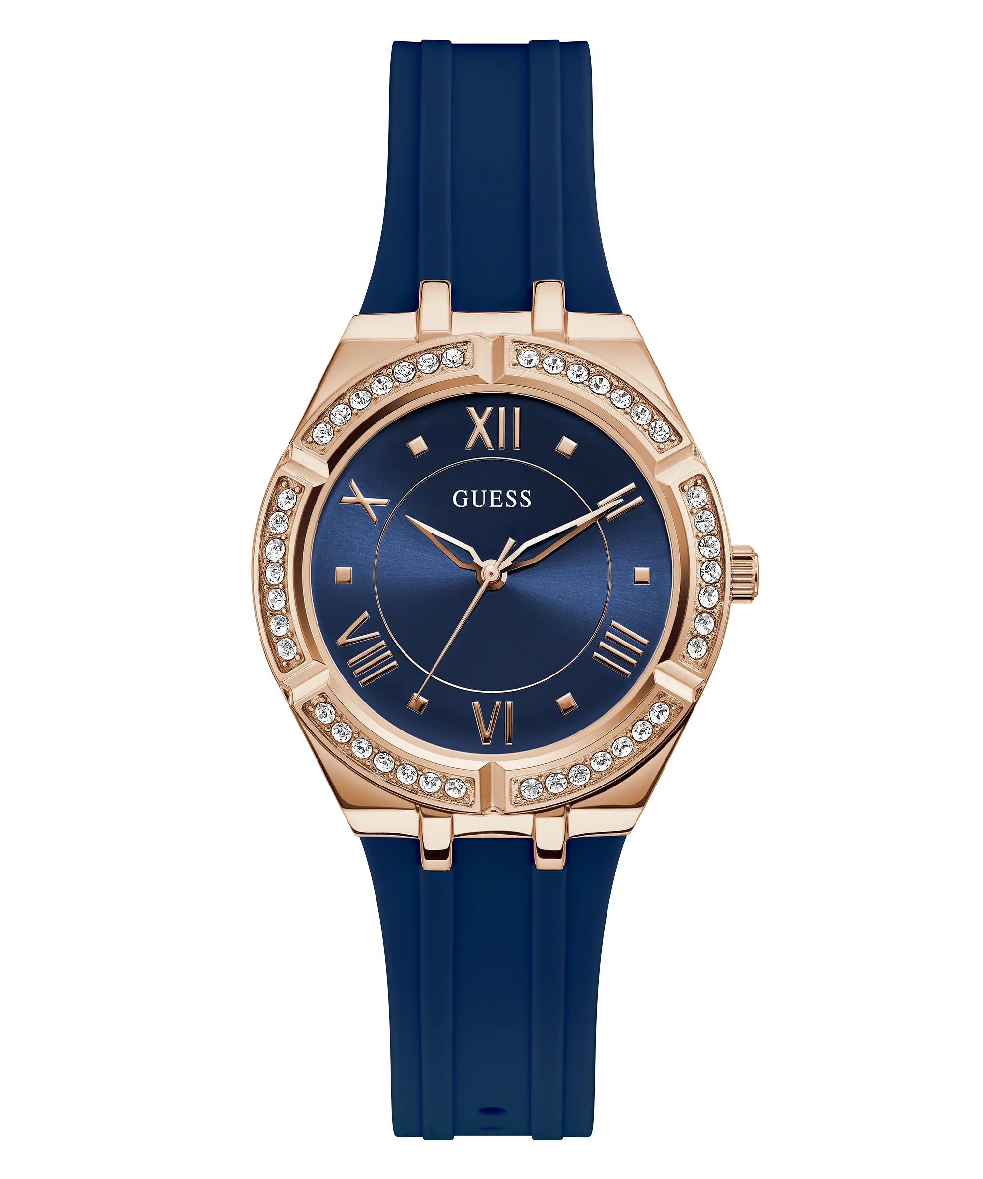 GUESS Ladies Blue Rose Gold Tone Analog Watch - Image 5