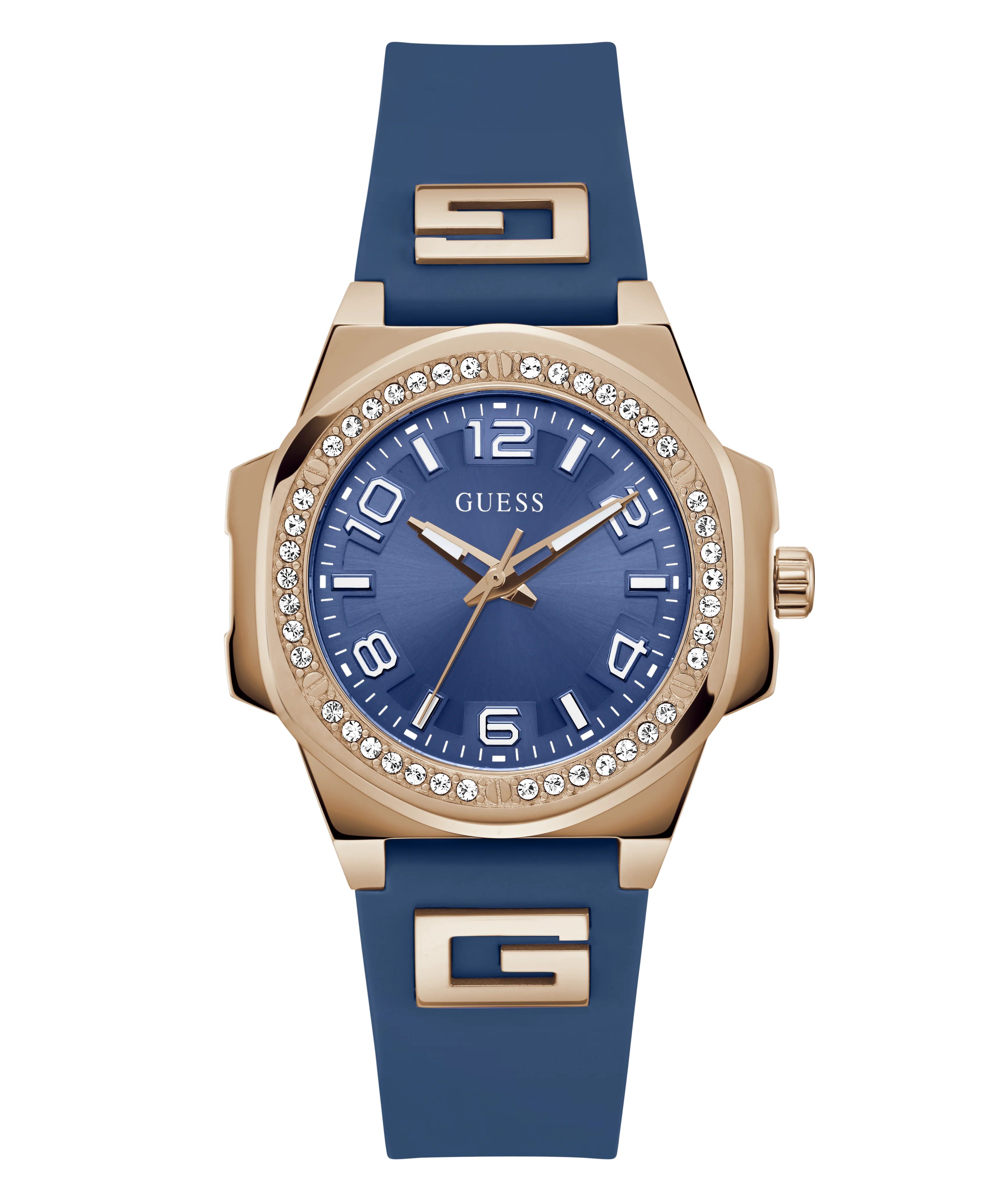GUESS Ladies Blue Rose Gold Tone Analog Watch - Image 4