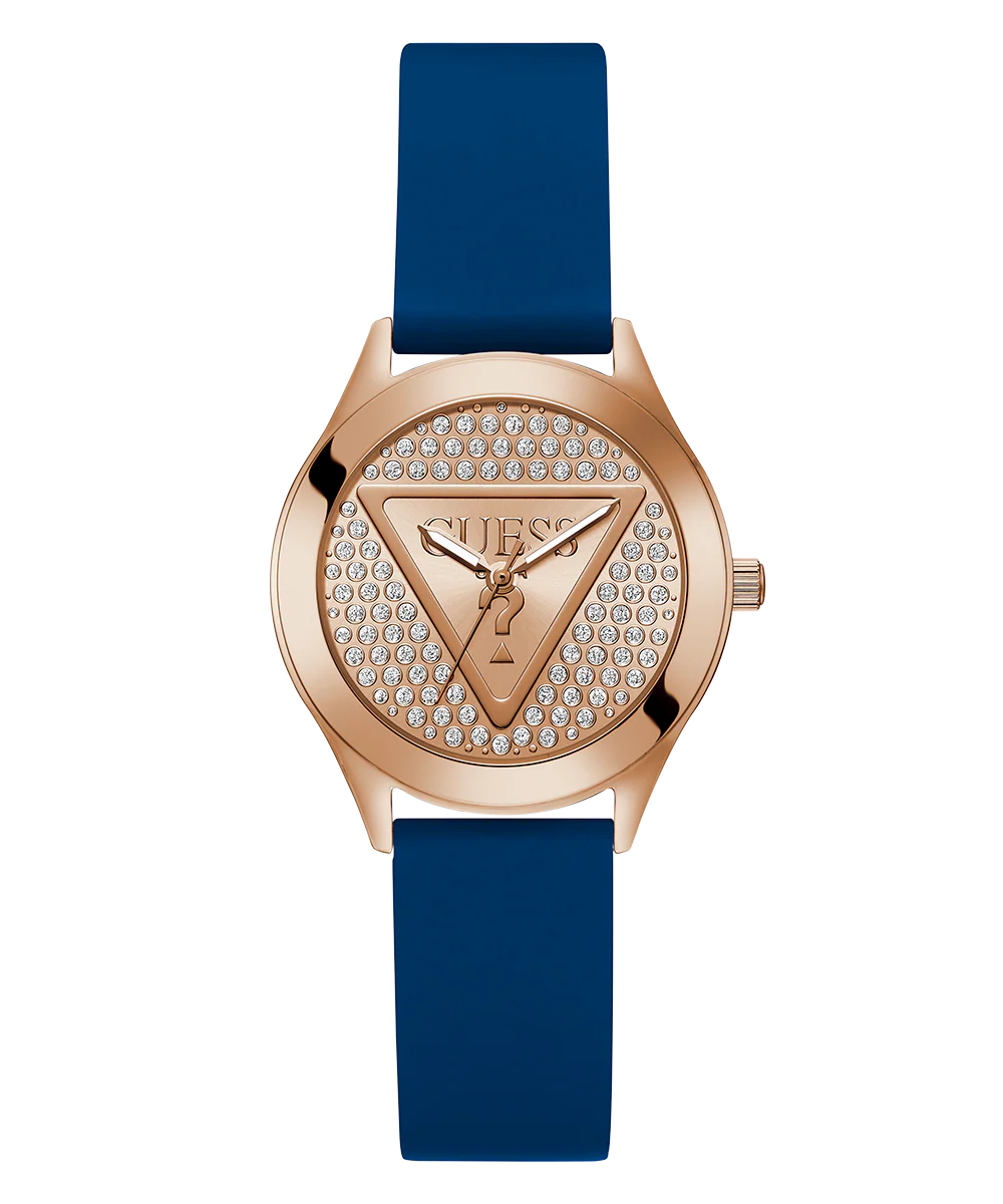 GUESS Ladies Blue Rose Gold Tone Analog Watch - Image 4