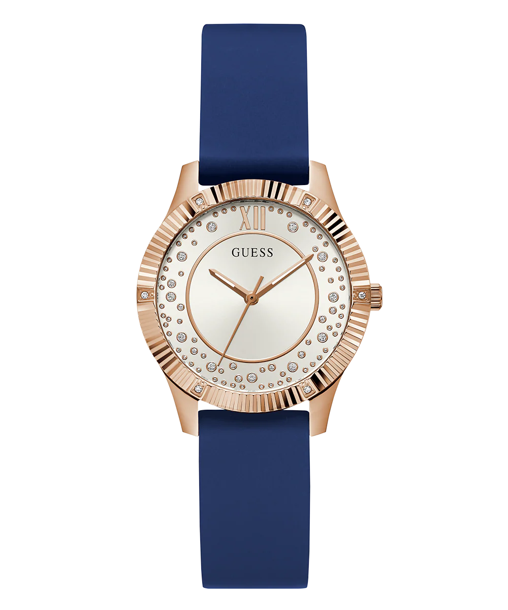 GUESS Ladies Blue Rose Gold Tone Analog Watch - Image 3
