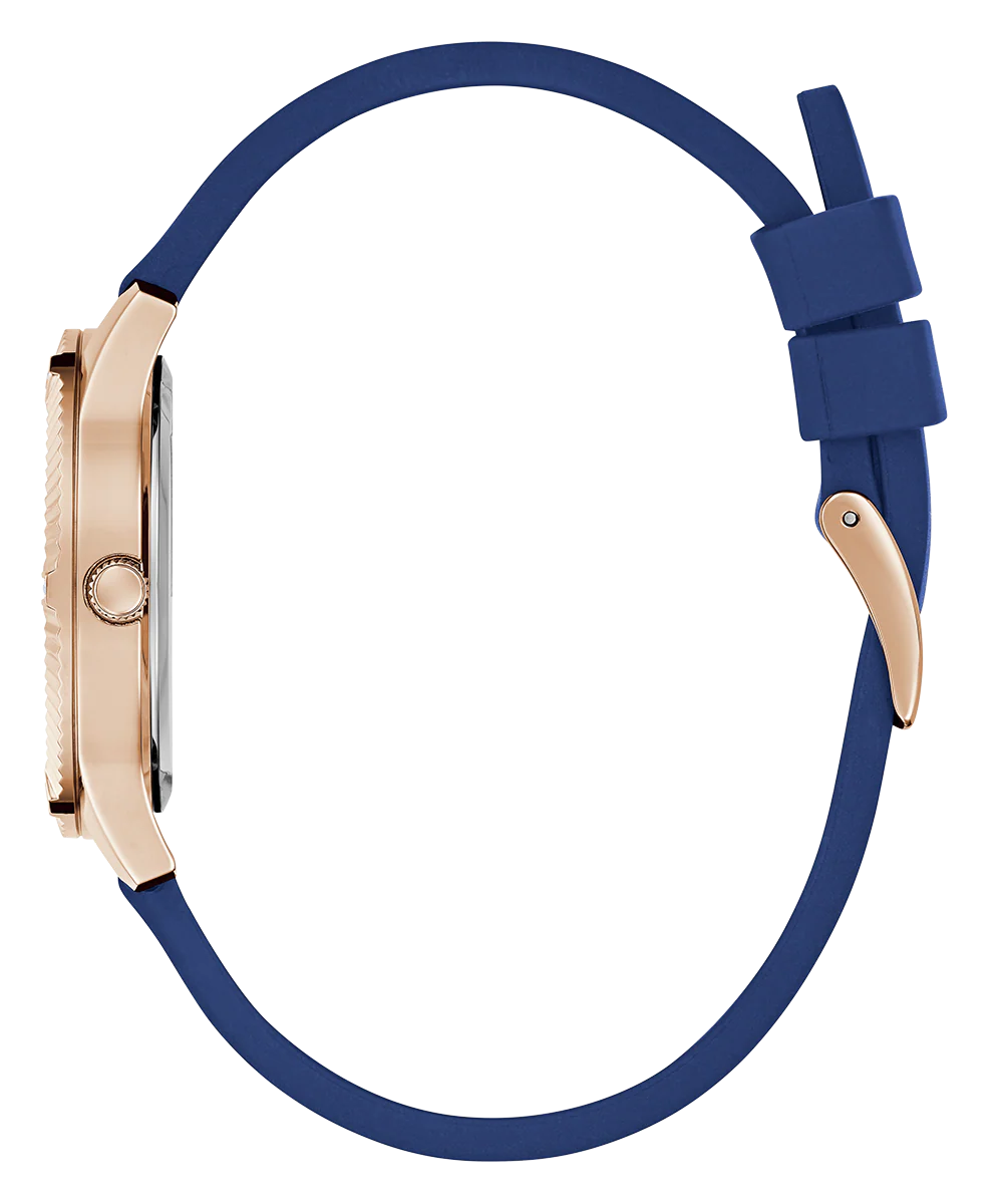 GUESS Ladies Blue Rose Gold Tone Analog Watch - Image 4