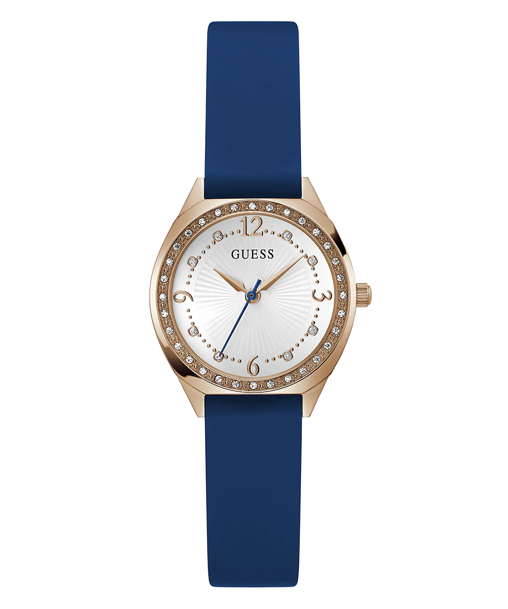 GUESS Ladies Blue Rose Gold Tone Analog Watch - Image 4