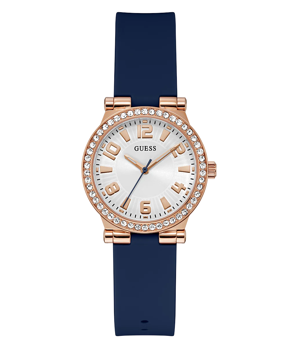 GUESS Ladies Blue Rose Gold Tone Analog Watch - Image 4