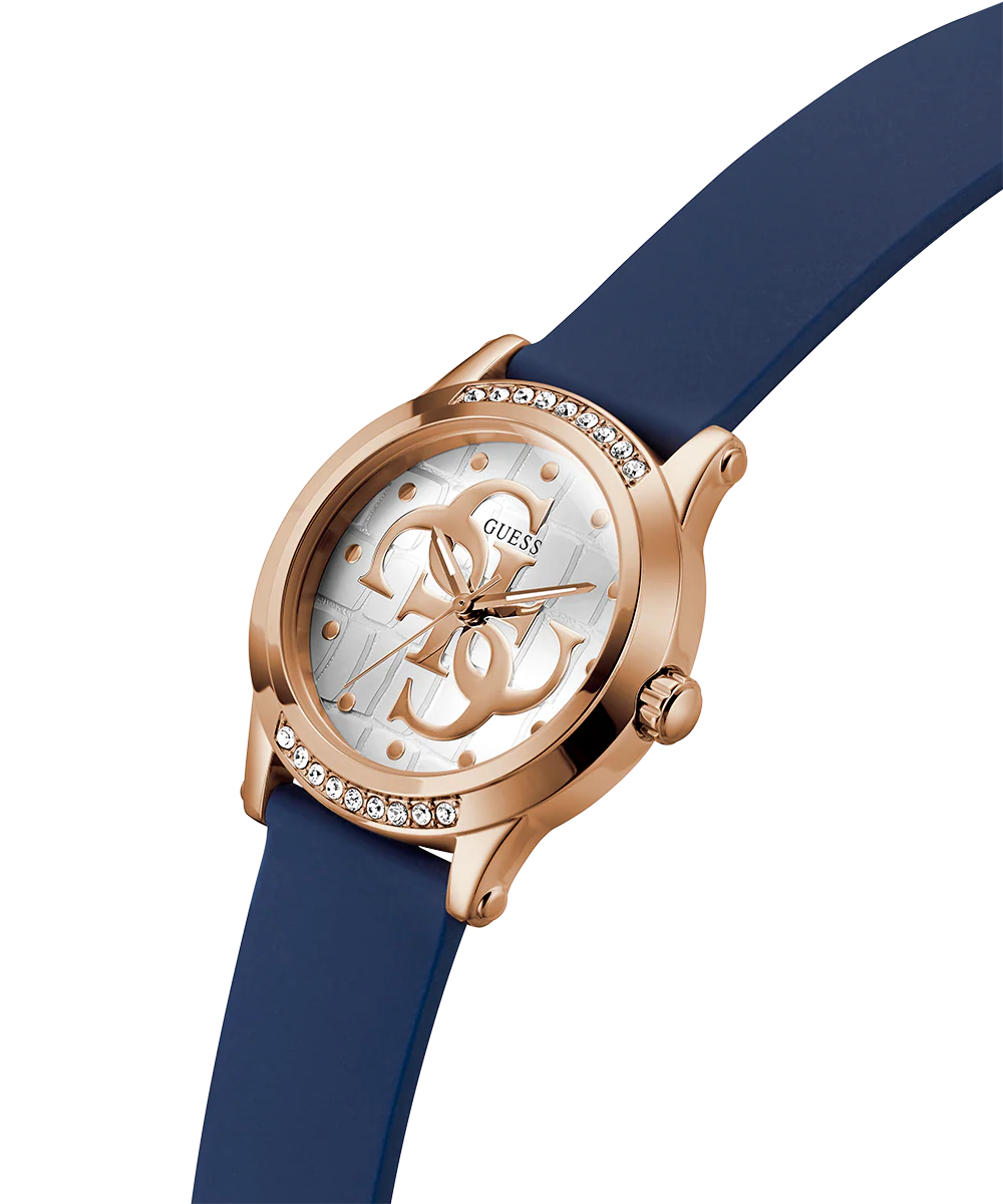 GUESS Ladies Blue Rose Gold Tone Analog Watch - Image 2