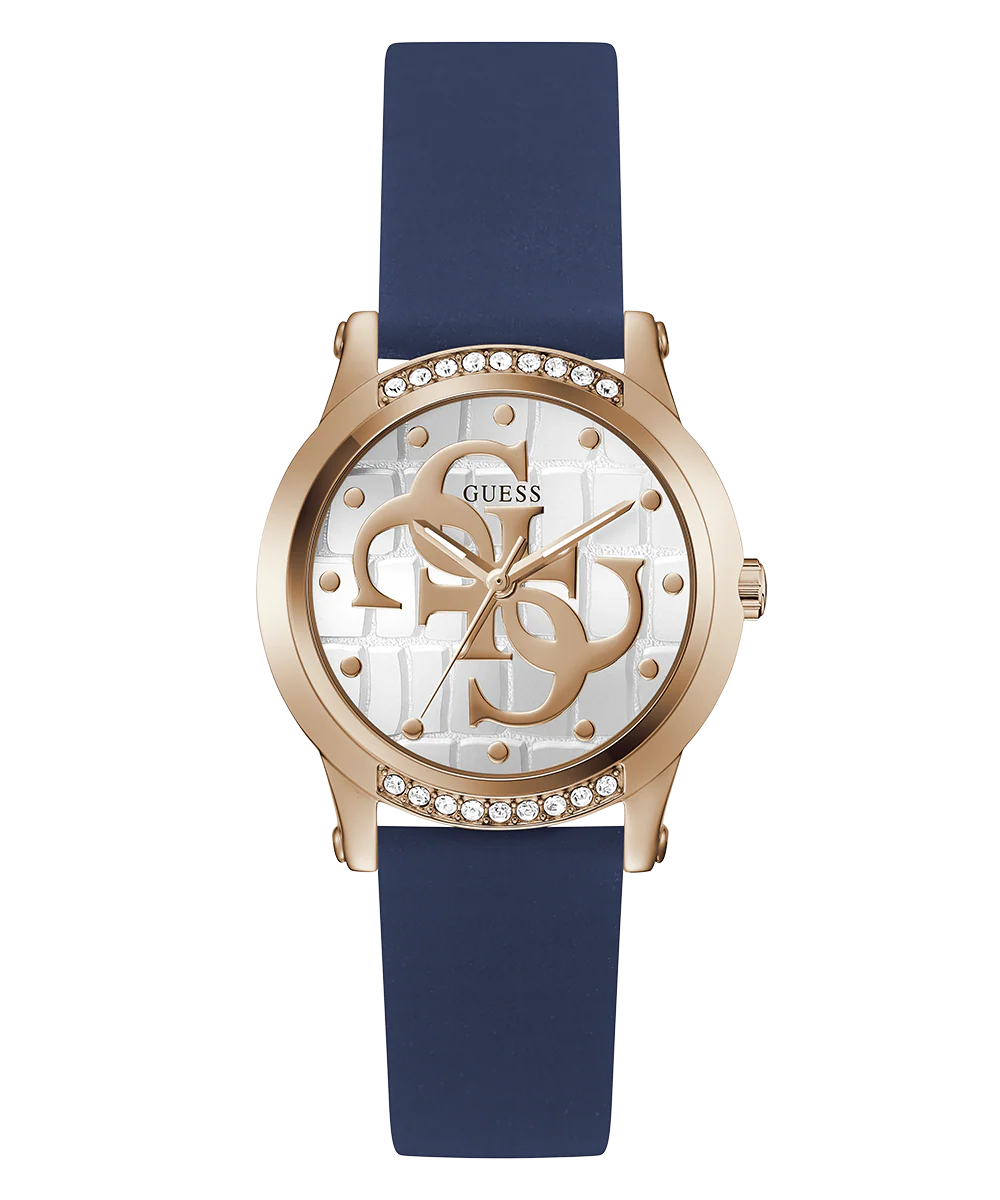 GUESS Ladies Blue Rose Gold Tone Analog Watch - Image 4