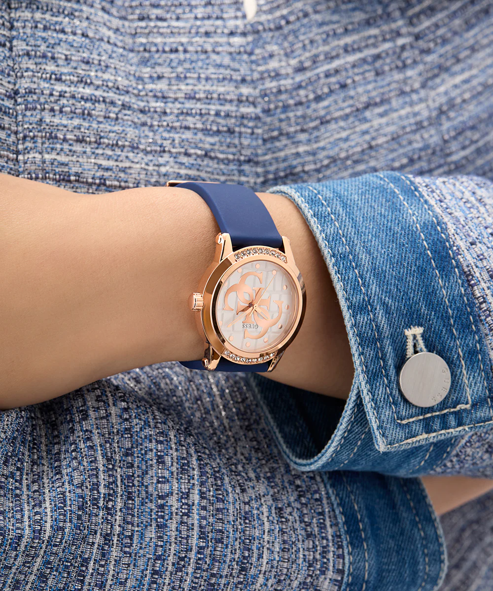 GUESS Ladies Blue Rose Gold Tone Analog Watch - Image 6