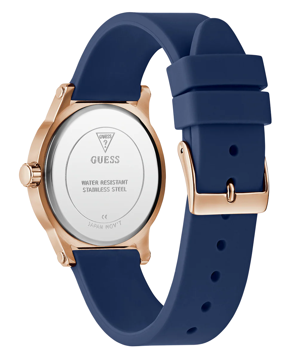 GUESS Ladies Blue Rose Gold Tone Analog Watch - Image 7