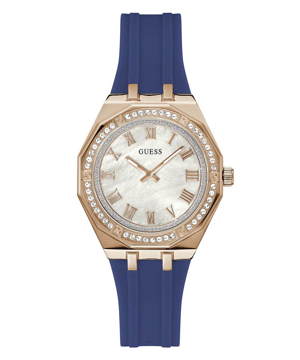 GUESS Ladies Blue Rose Gold Tone Analog Watch - Image 5