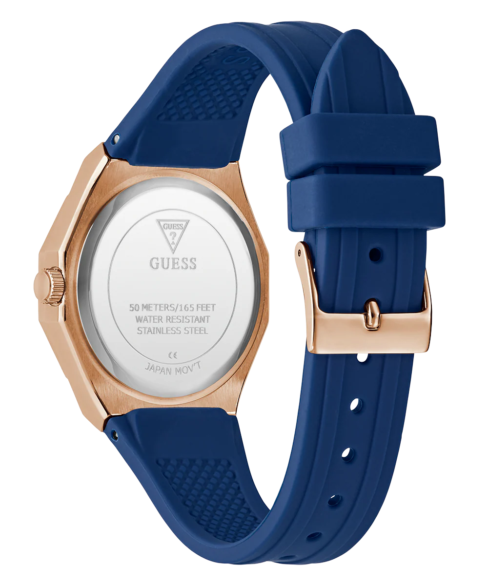 GUESS Ladies Blue Rose Gold Tone Analog Watch - Image 7