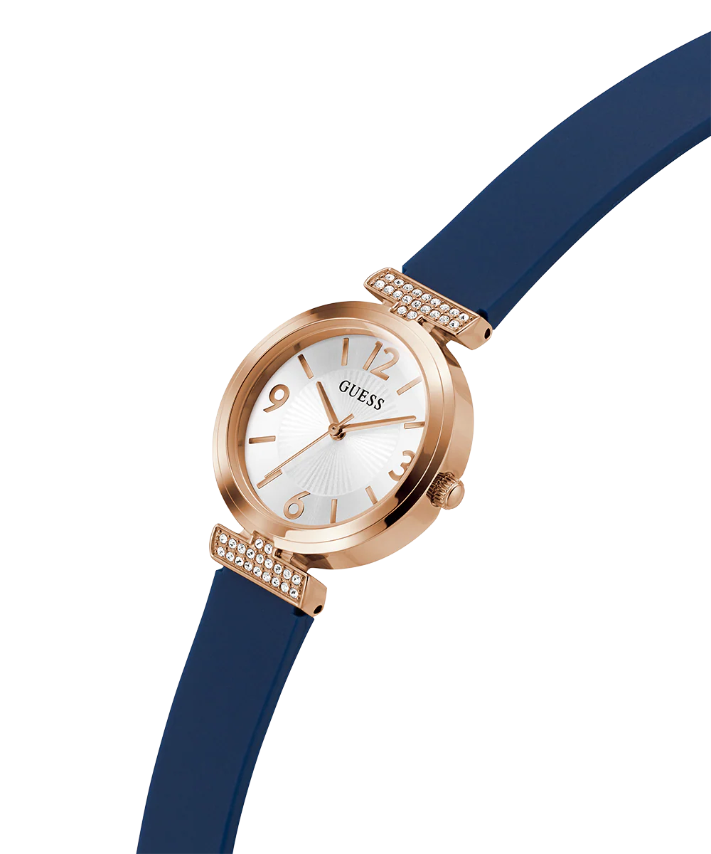 GUESS Ladies Blue Rose Gold Tone Analog Watch - Image 2