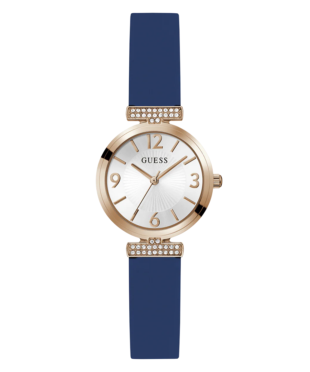 GUESS Ladies Blue Rose Gold Tone Analog Watch - Image 4