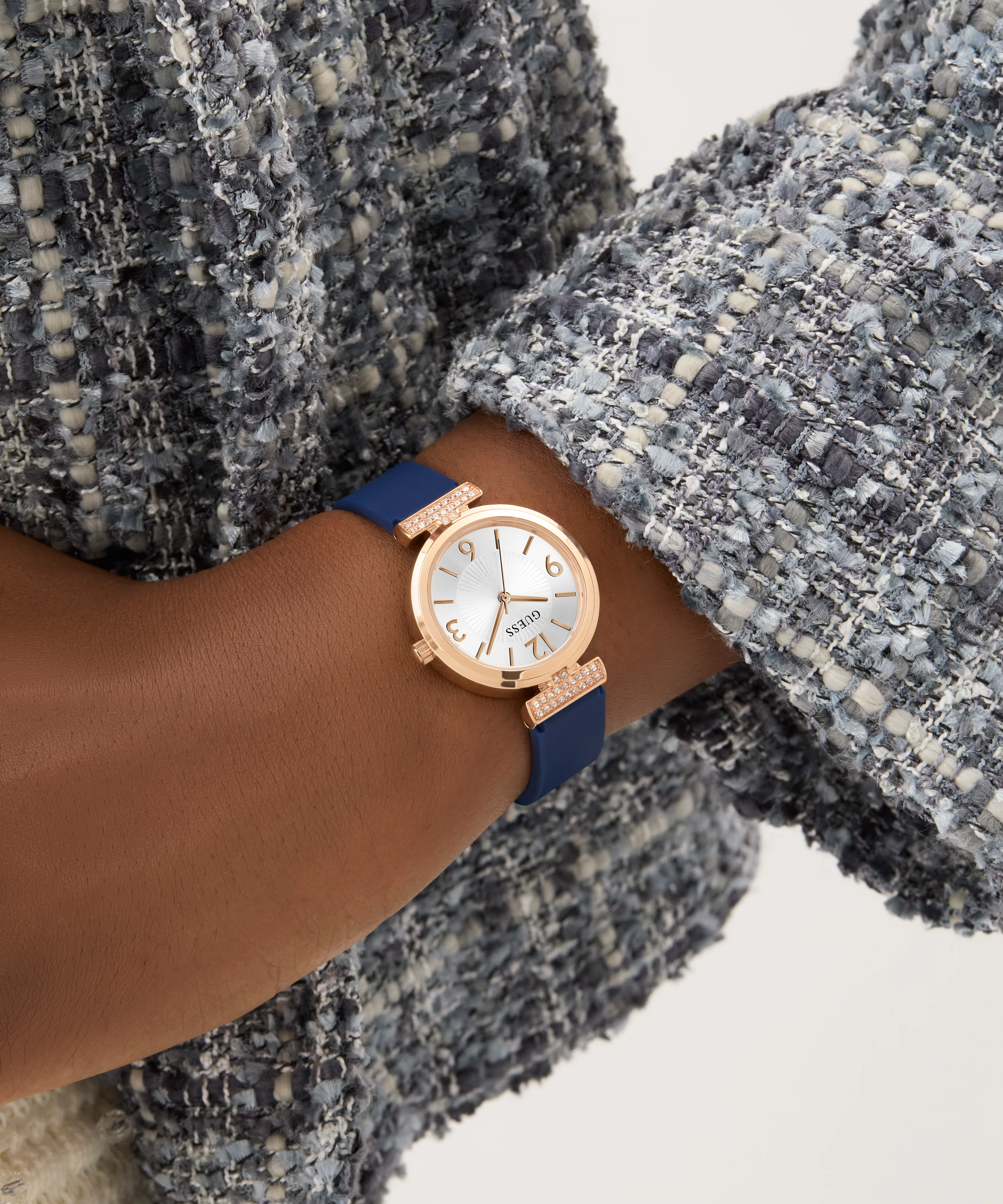 GUESS Ladies Blue Rose Gold Tone Analog Watch - Image 5