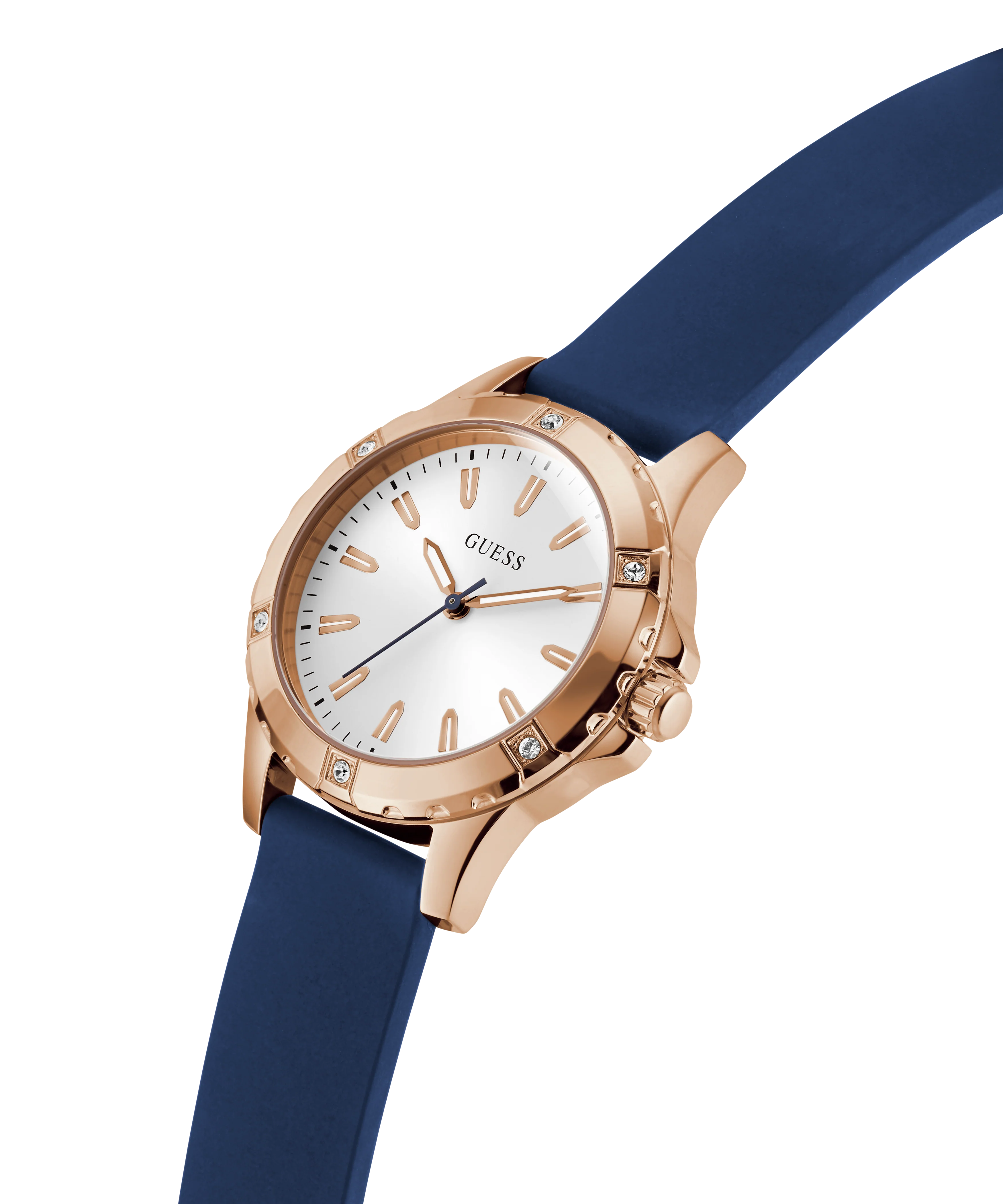 GUESS Ladies Blue Rose Gold Tone Analog Watch - Image 3