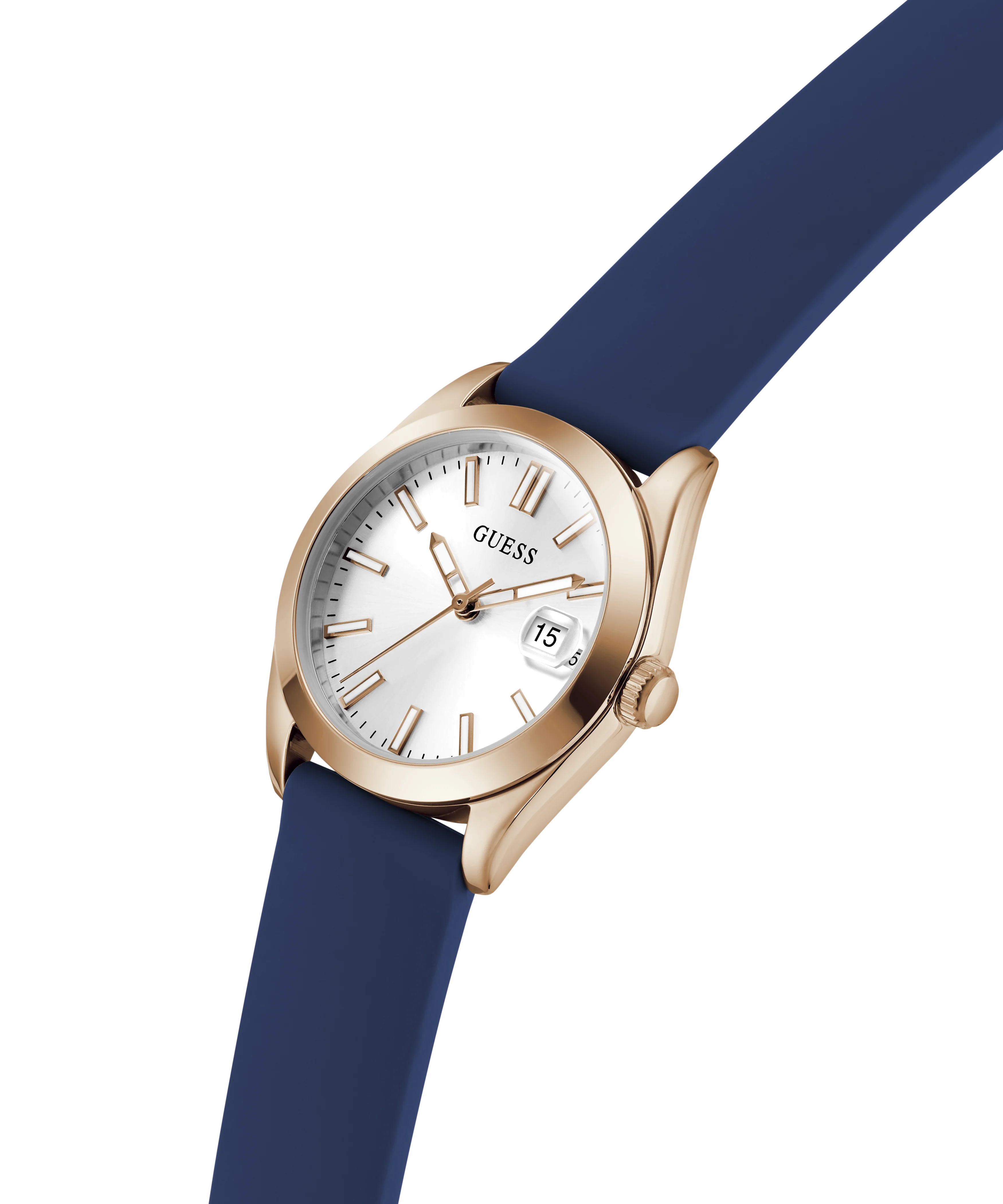 GUESS Ladies Blue Rose Gold Tone Analog Watch - Image 2