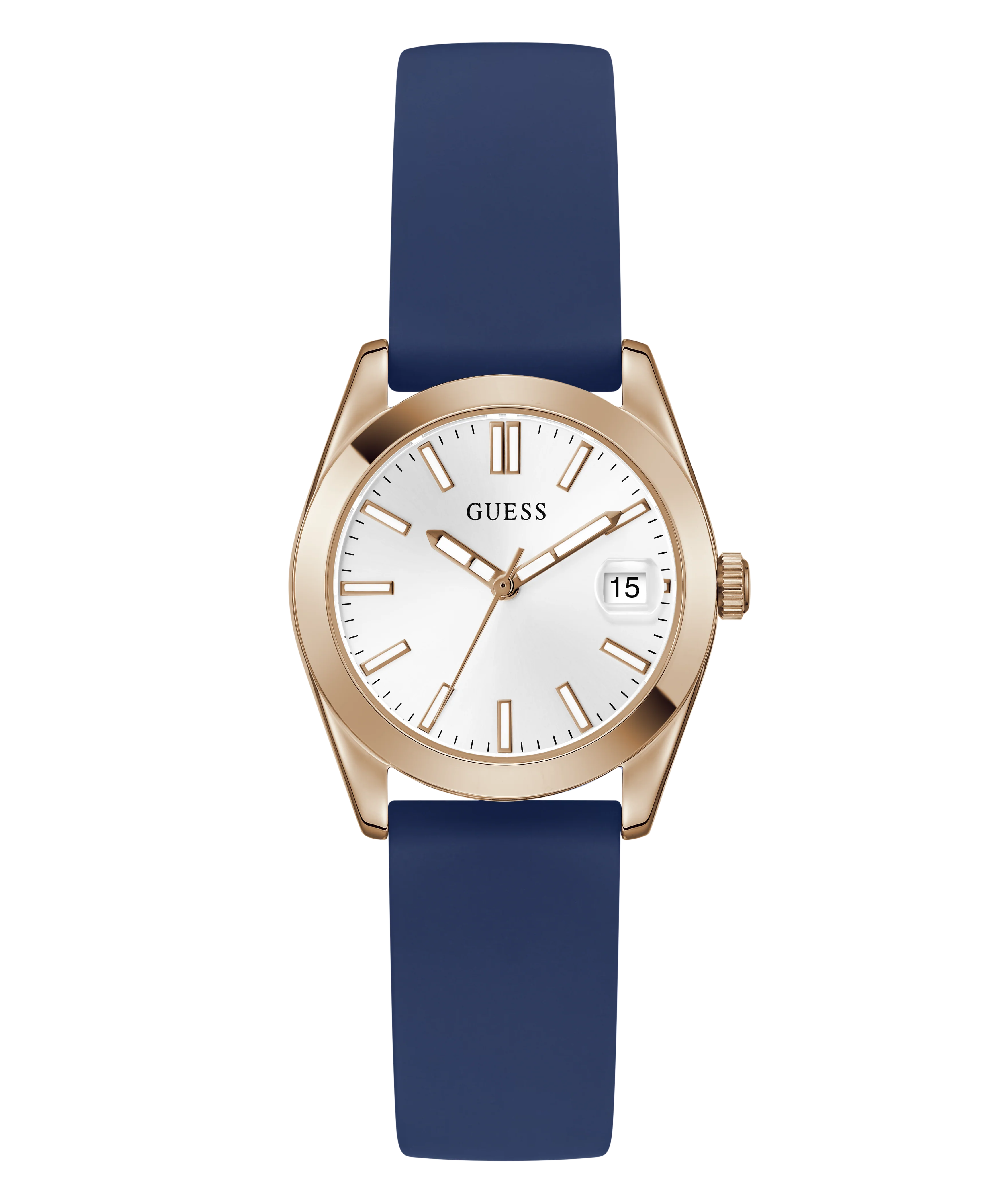 GUESS Ladies Blue Rose Gold Tone Analog Watch - Image 5