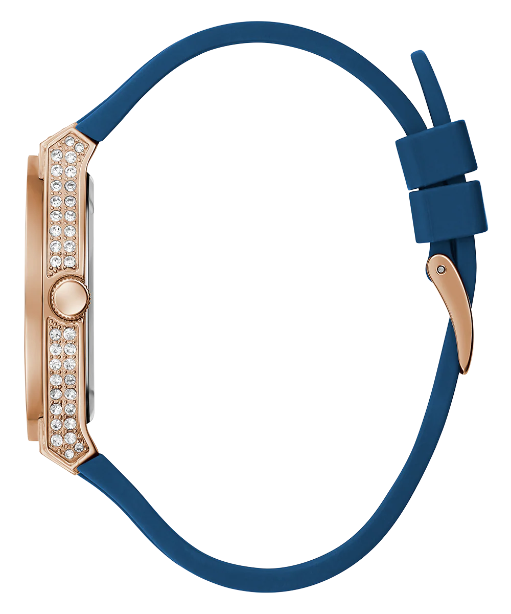 GUESS Ladies Blue Rose Gold Tone Multi-function Watch - Image 4