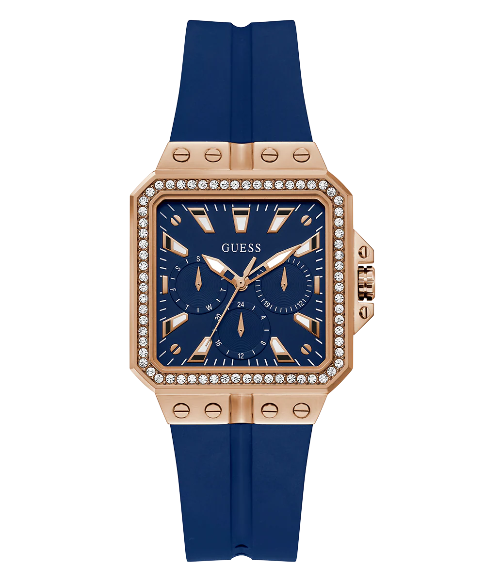 GUESS Ladies Blue Rose Gold Tone Multi-function Watch - Image 3