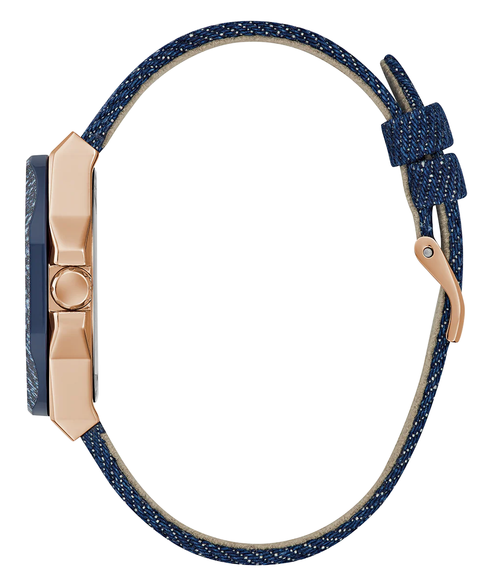 GUESS Ladies Blue Rose Gold Tone Multi-function Watch - Image 4