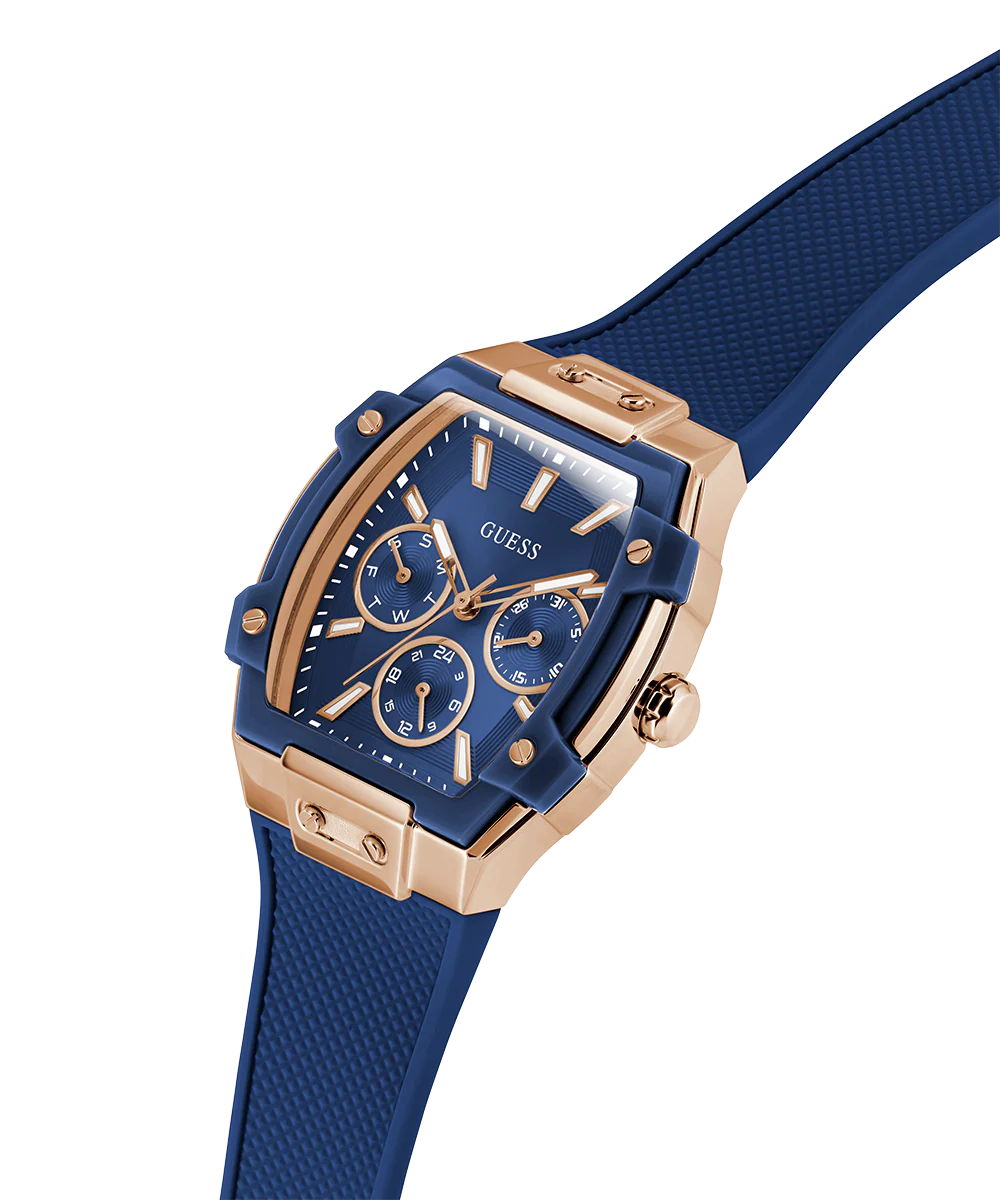 GUESS Ladies Blue Rose Gold Tone Multi-function Watch - Image 3