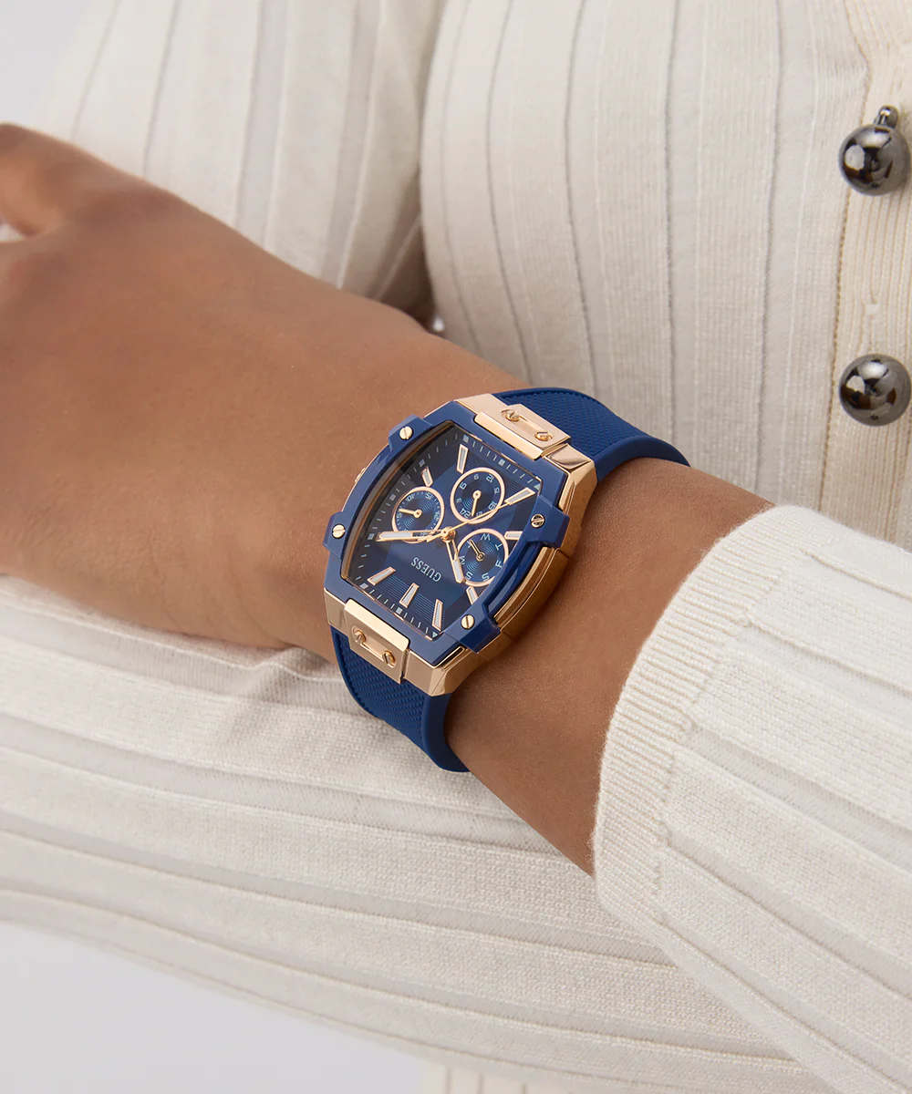 GUESS Ladies Blue Rose Gold Tone Multi-function Watch - Image 4