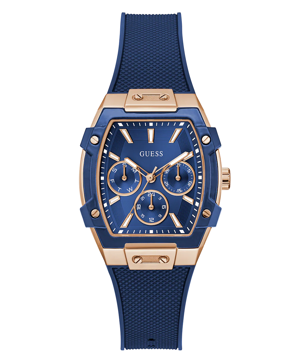 GUESS Ladies Blue Rose Gold Tone Multi-function Watch - Image 5