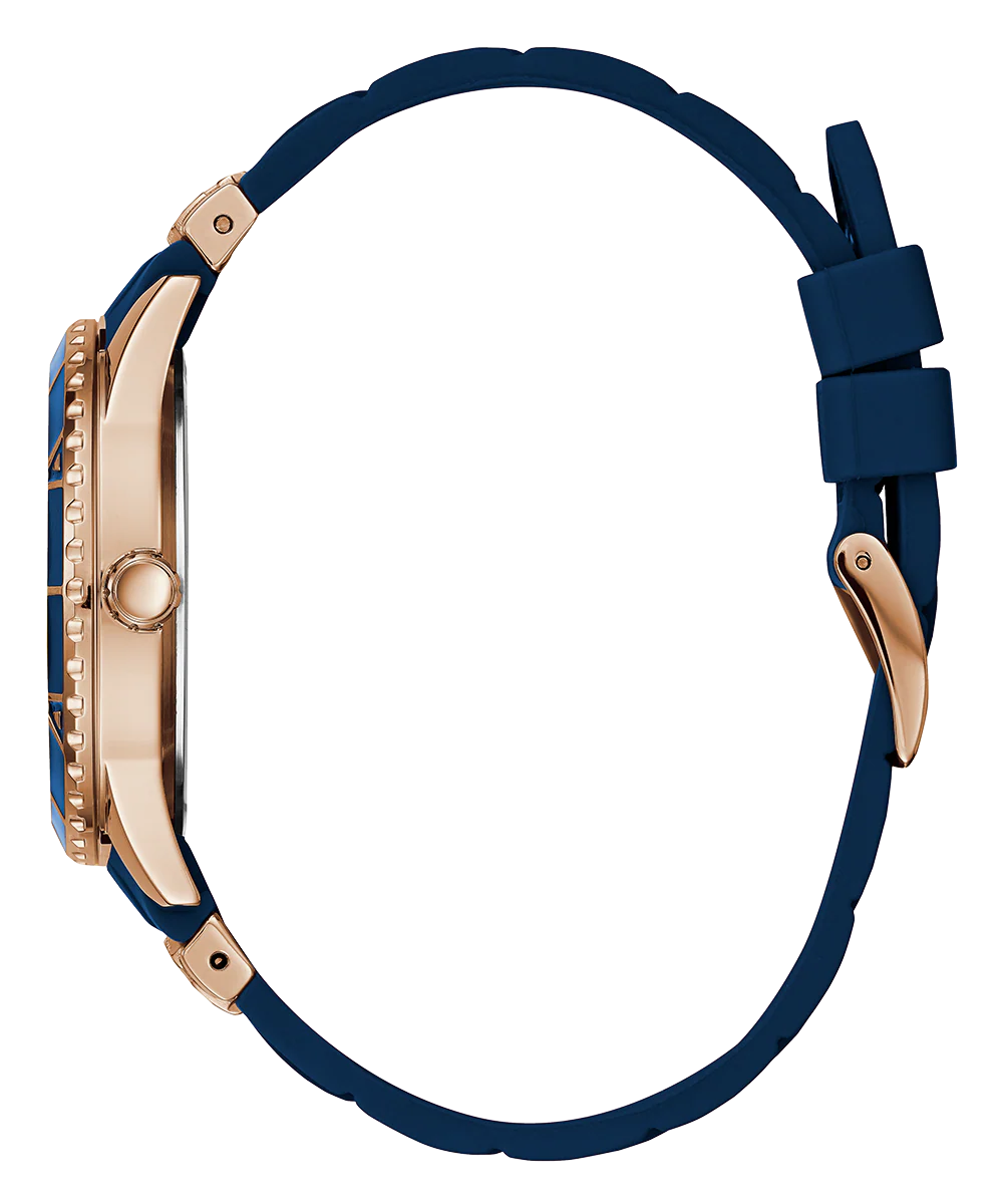 GUESS Ladies Blue Rose Gold Tone Multi-function Watch - Image 5