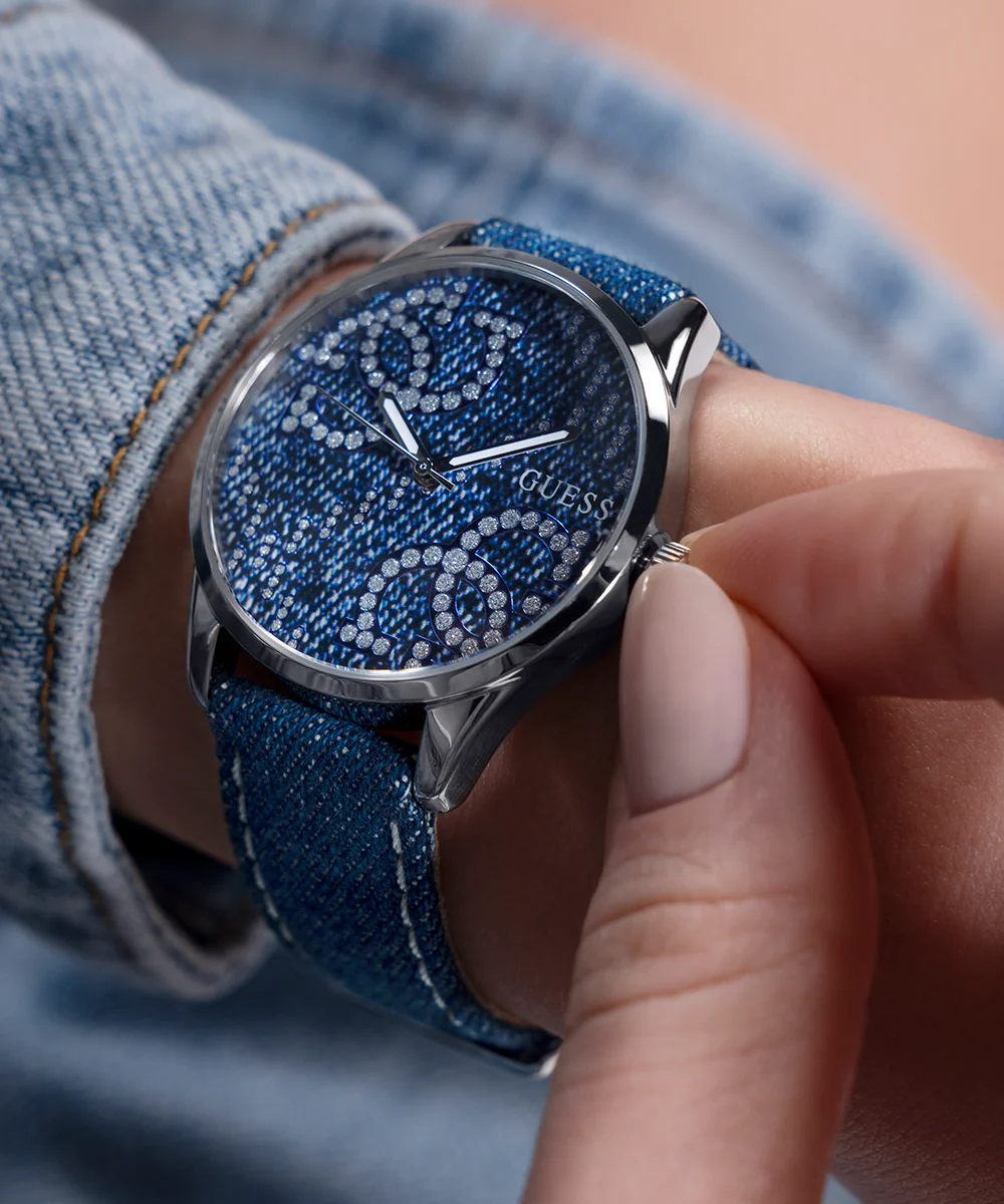 GUESS Ladies Blue Silver Tone Analog Watch - Image 4