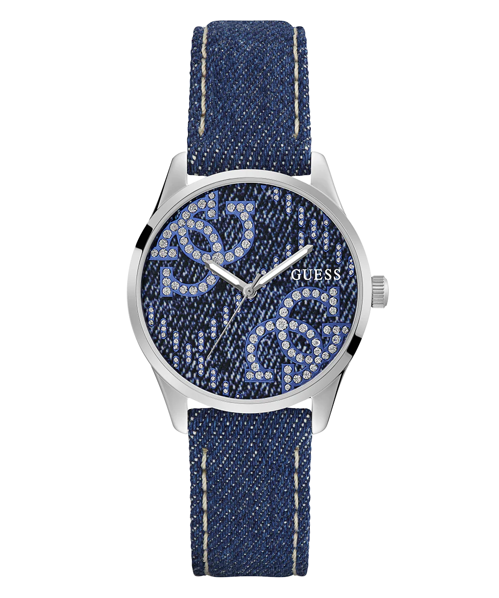 GUESS Ladies Blue Silver Tone Analog Watch - Image 5