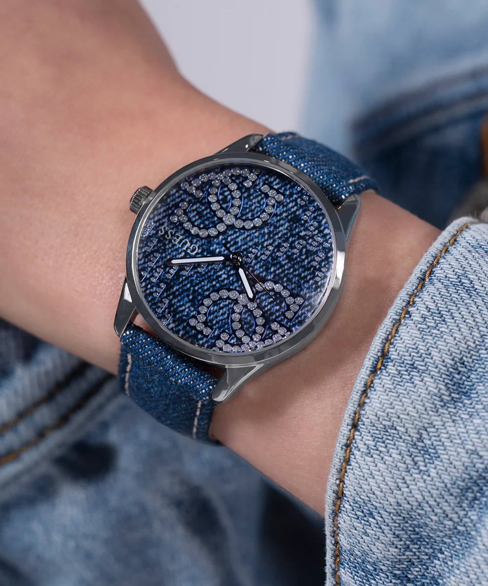 GUESS Ladies Blue Silver Tone Analog Watch - Image 6
