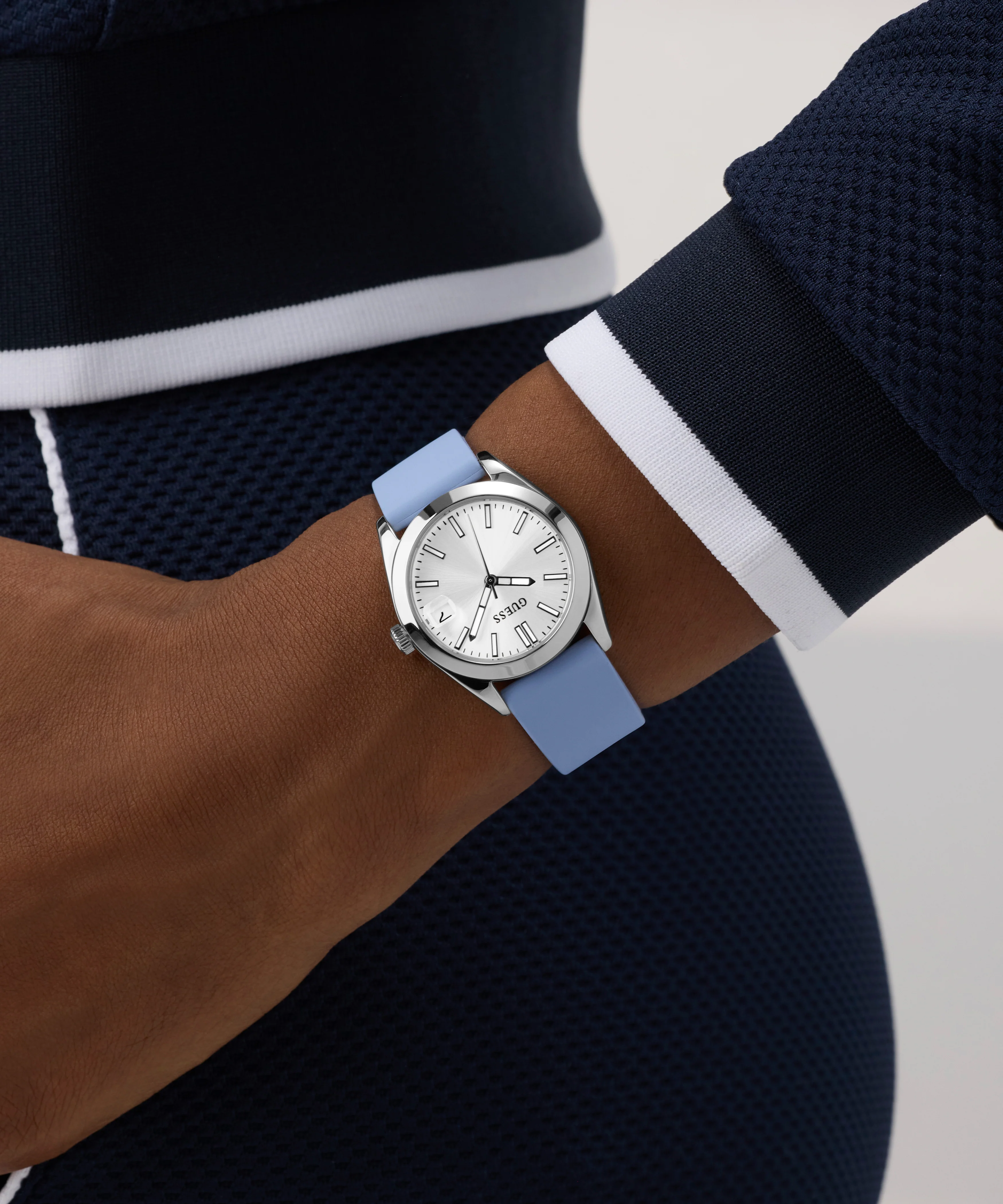GUESS Ladies Blue Silver Tone Analog Watch - Image 5