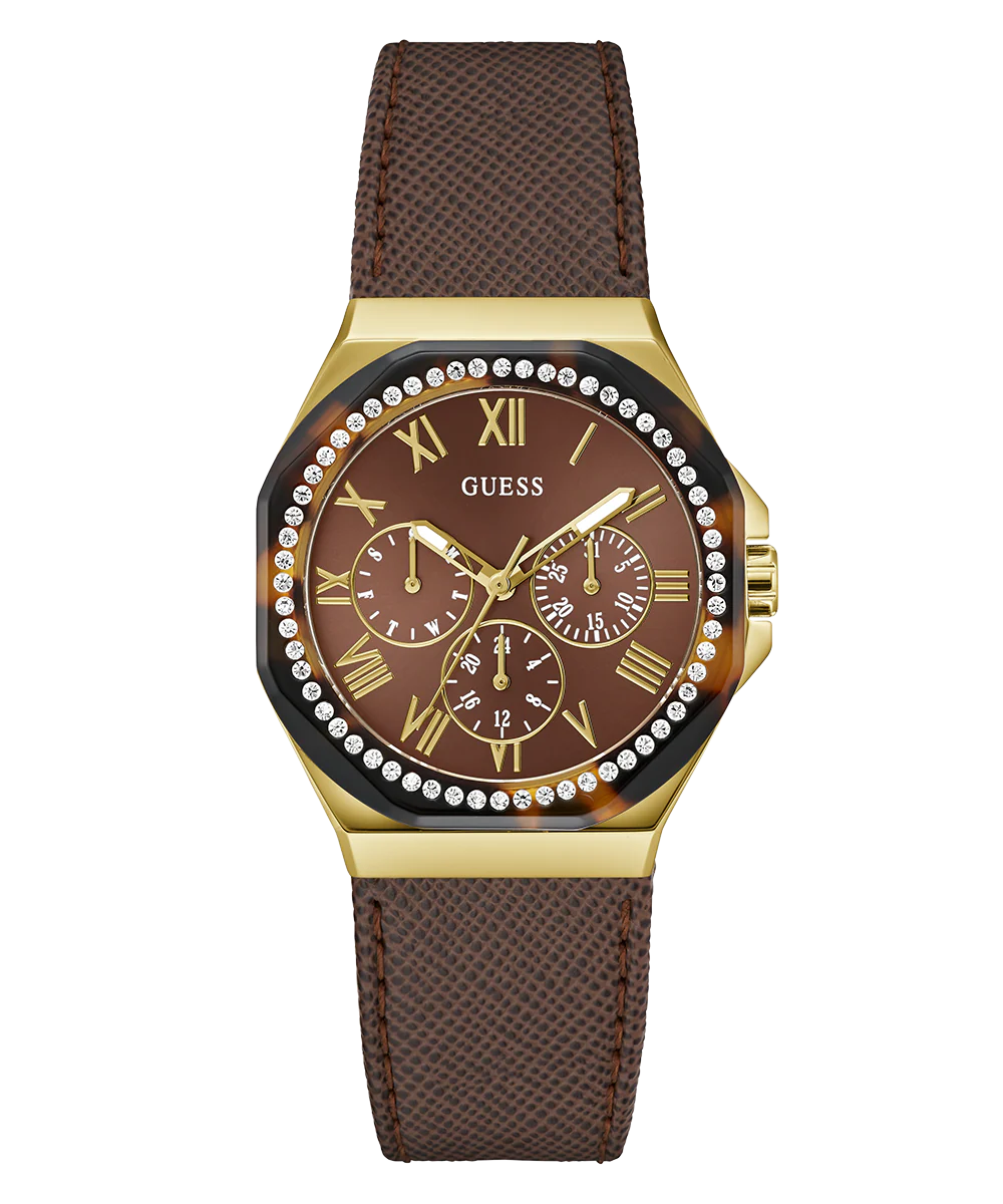 GUESS Ladies Brown Gold Tone Multi-function Watch - Image 5