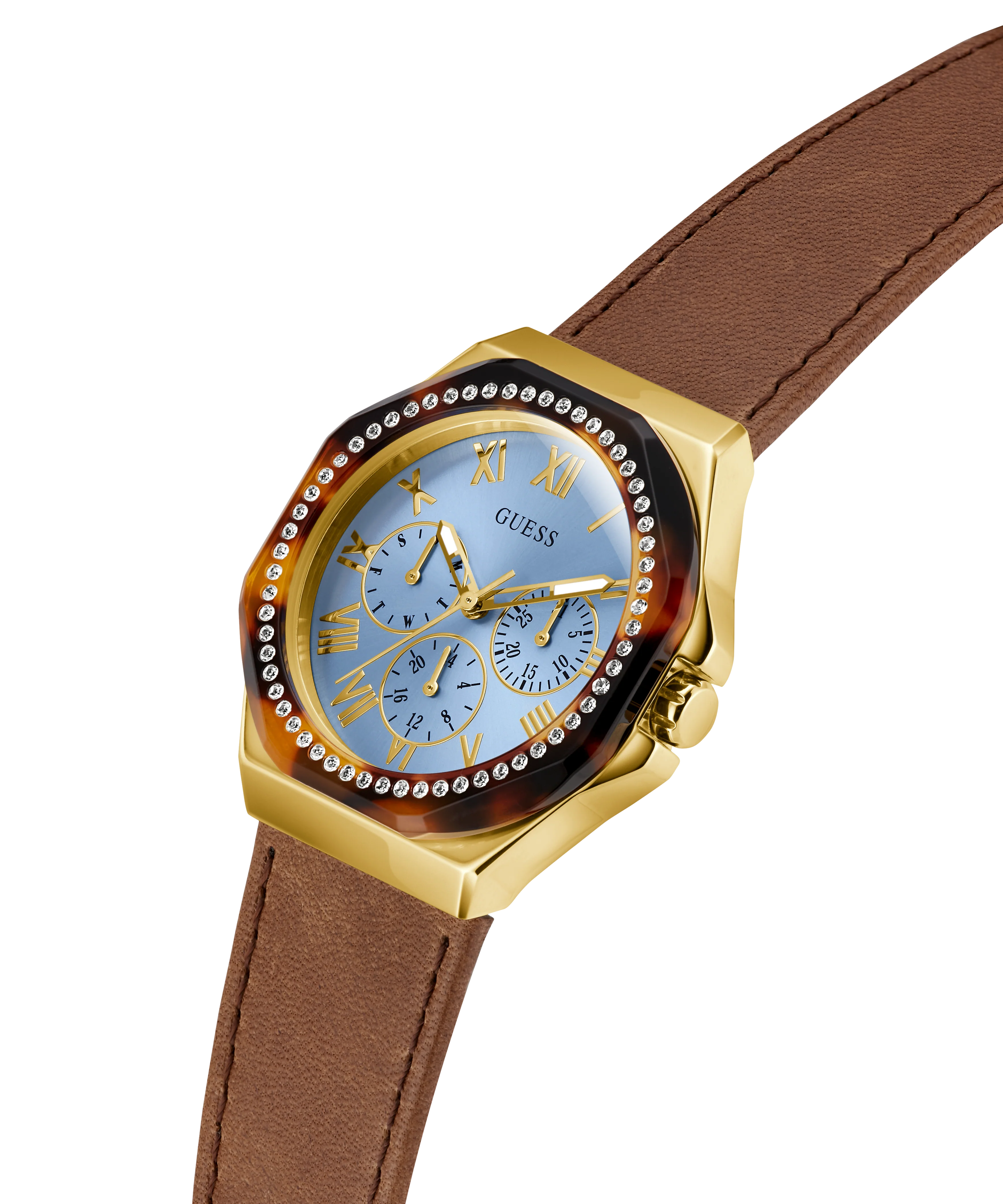 GUESS Ladies Brown Gold Tone Multi-function Watch - Image 2